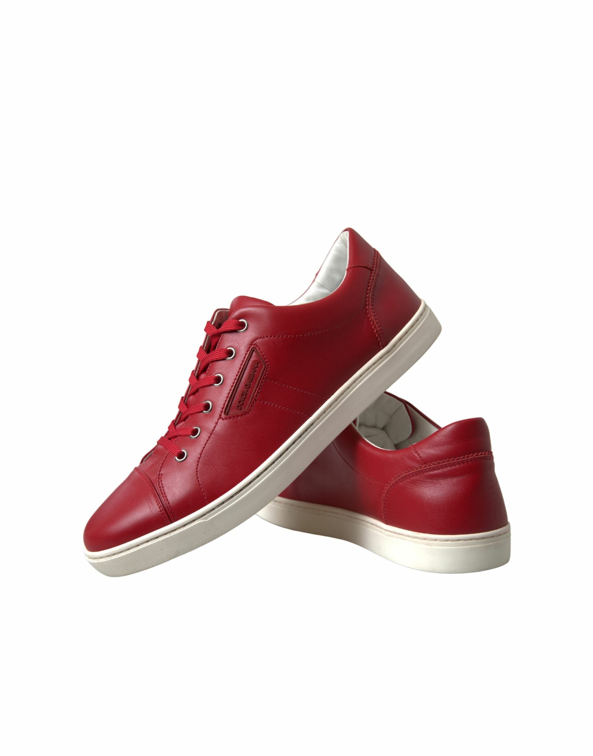 Dolce & Gabbana Shoes Red Portofino Leather Low Top Mens Sneakers - DEA STILOSA MILANO