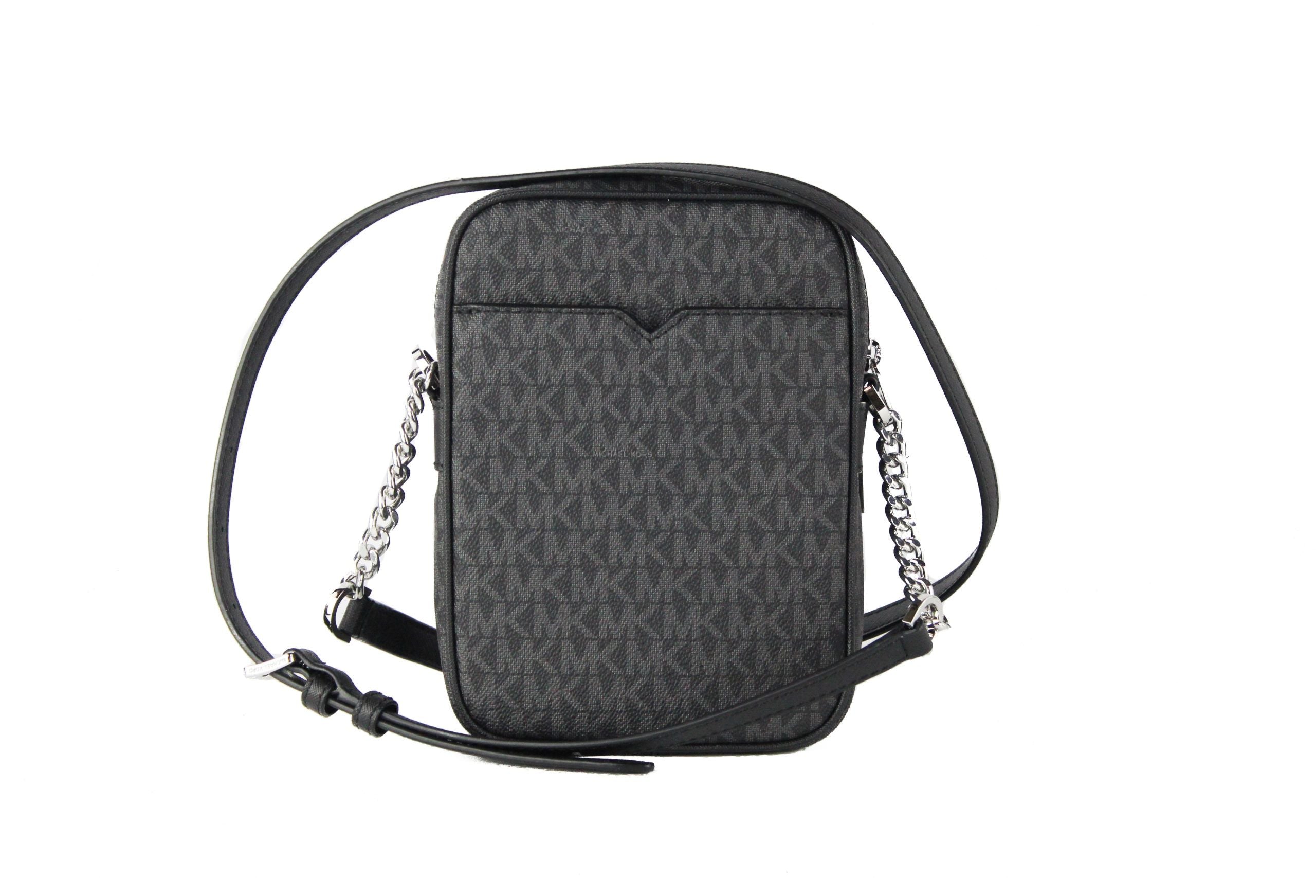 Michael Kors Medium Signature Leather North South Chain Crossbody Handbag Black - DEA STILOSA MILANO
