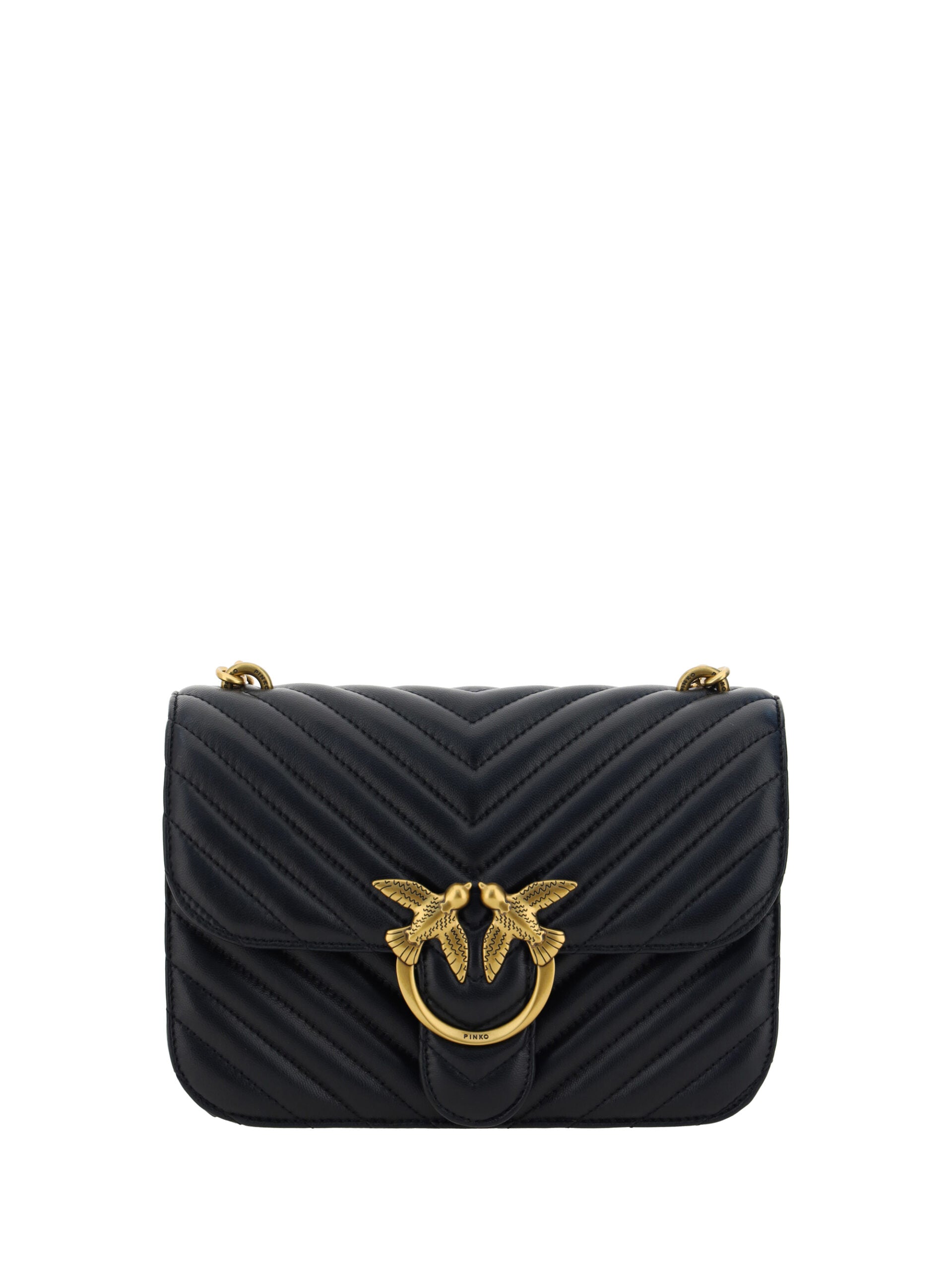 PINKO Black Calf Leather Love Bell Classic Shoulder Bag - DEA STILOSA MILANO