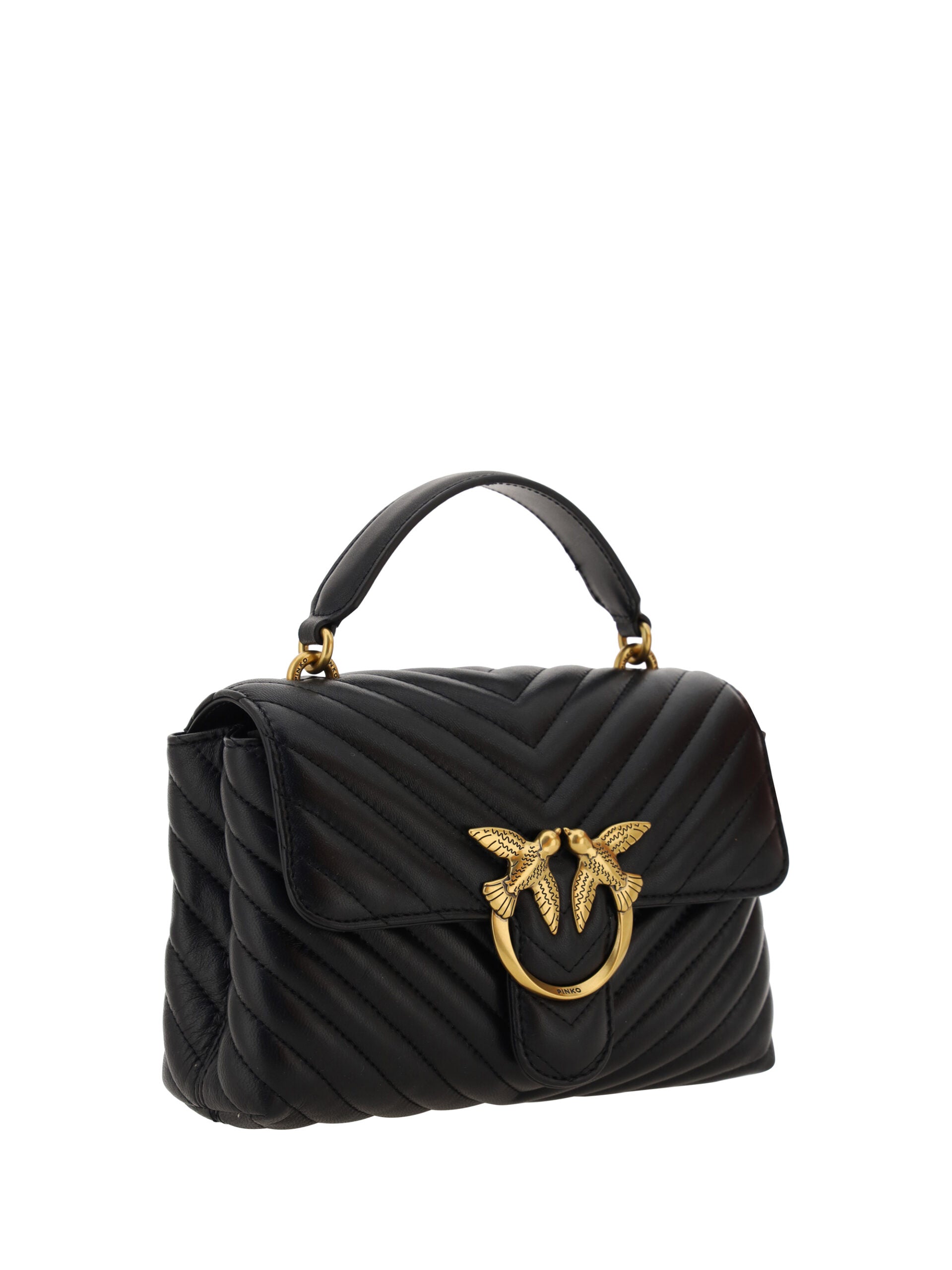 PINKO Black Calf Leather Love Lady Mini Handbag - DEA STILOSA MILANO