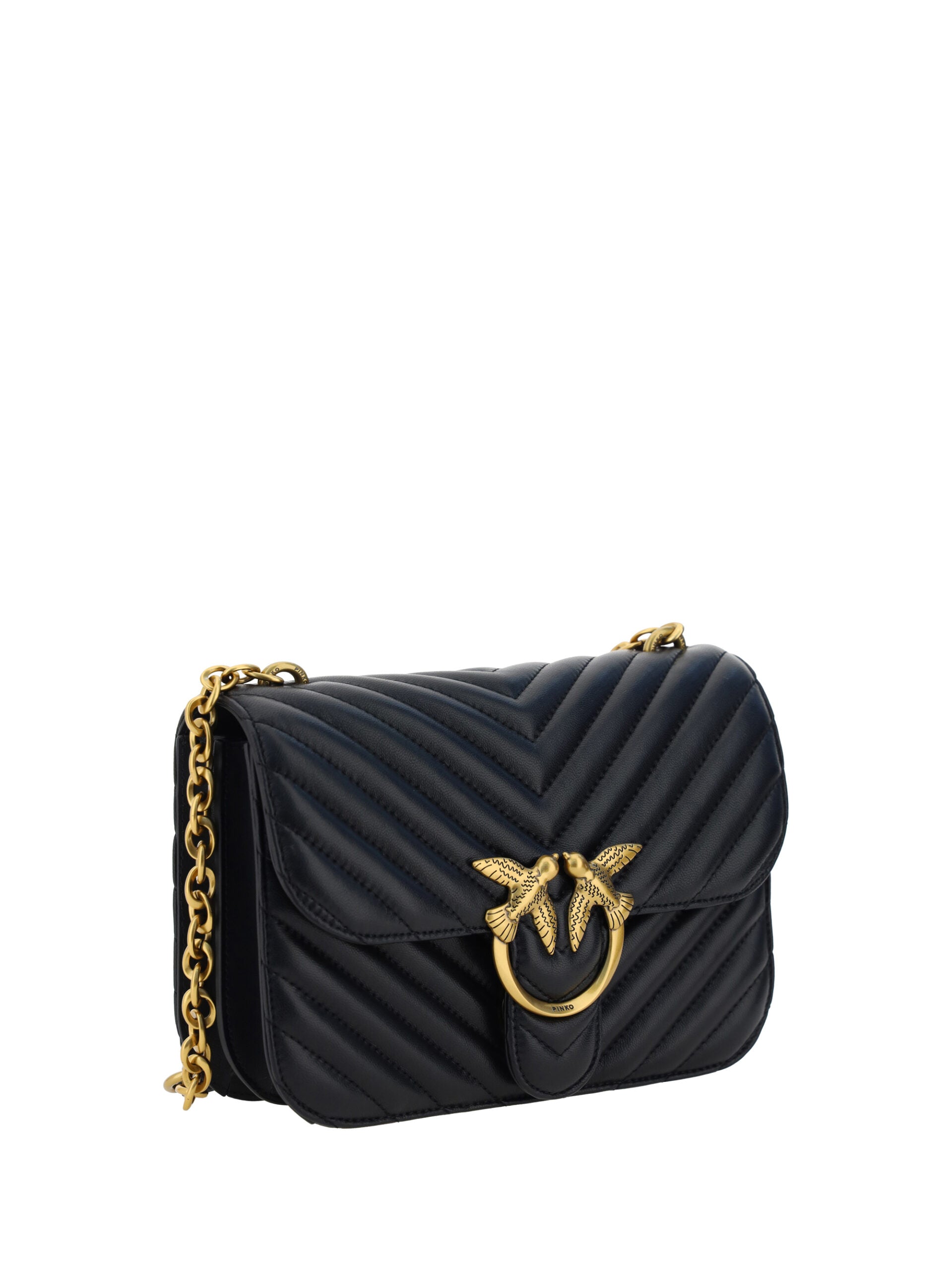 PINKO Black Calf Leather Love Bell Classic Shoulder Bag - DEA STILOSA MILANO