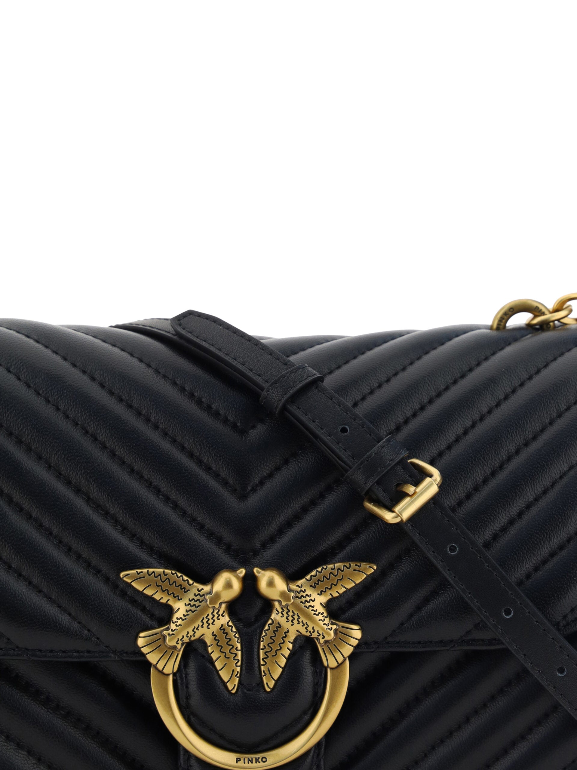PINKO Black Calf Leather Love Bell Classic Shoulder Bag - DEA STILOSA MILANO