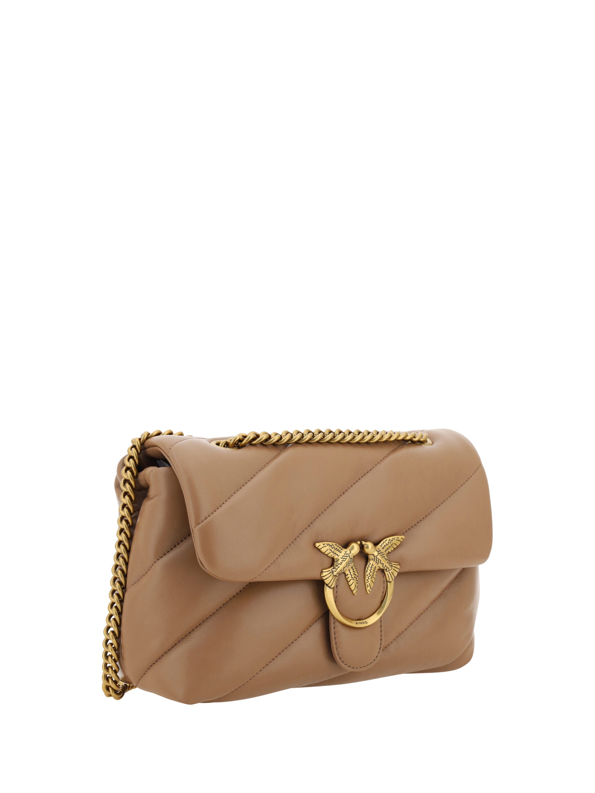 PINKO Brown Calf Leather Love Classic Shoulder Bag - DEA STILOSA MILANO
