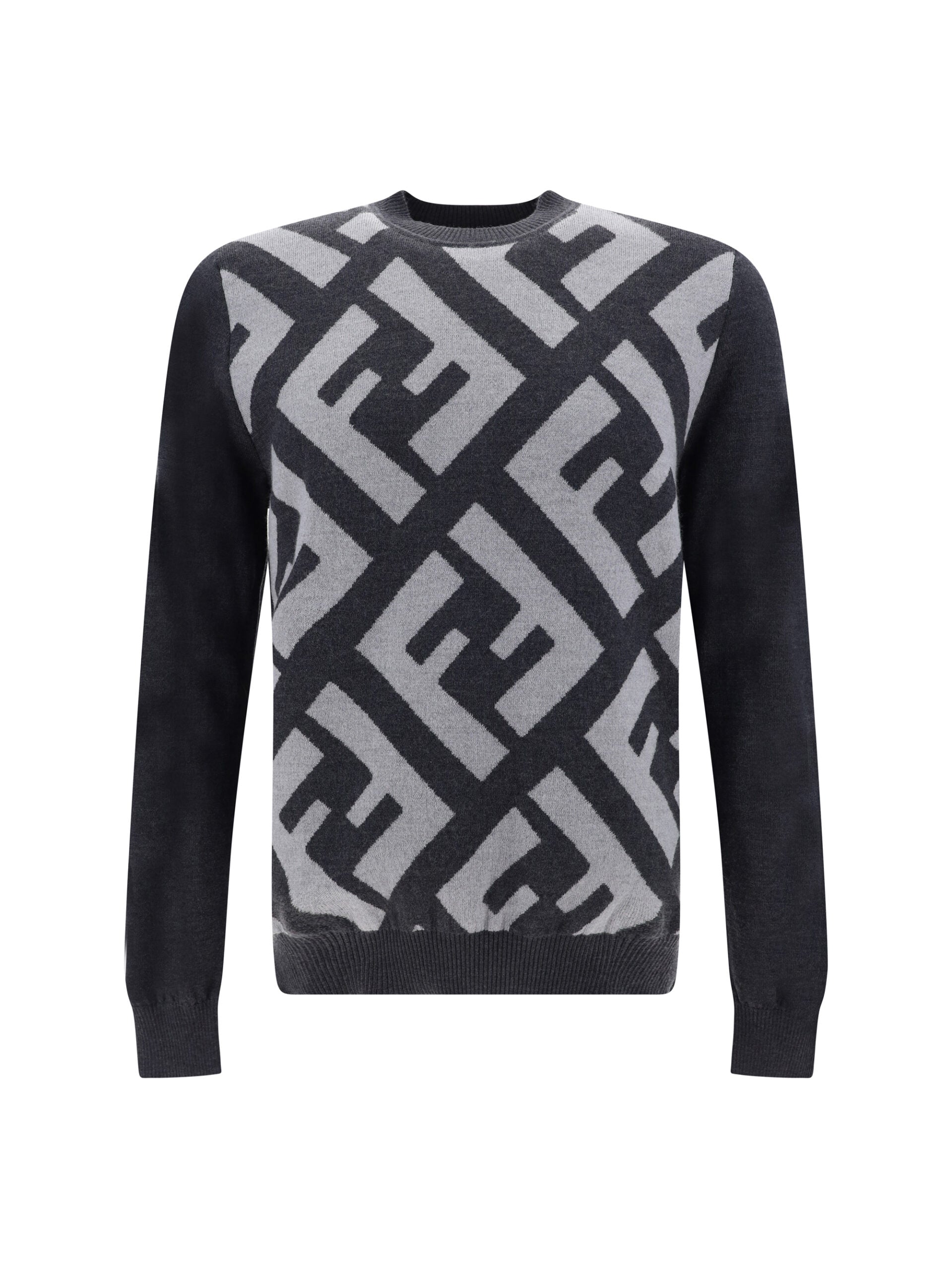 Fendi Grey Wool Logo Details Sweater - DEA STILOSA MILANO