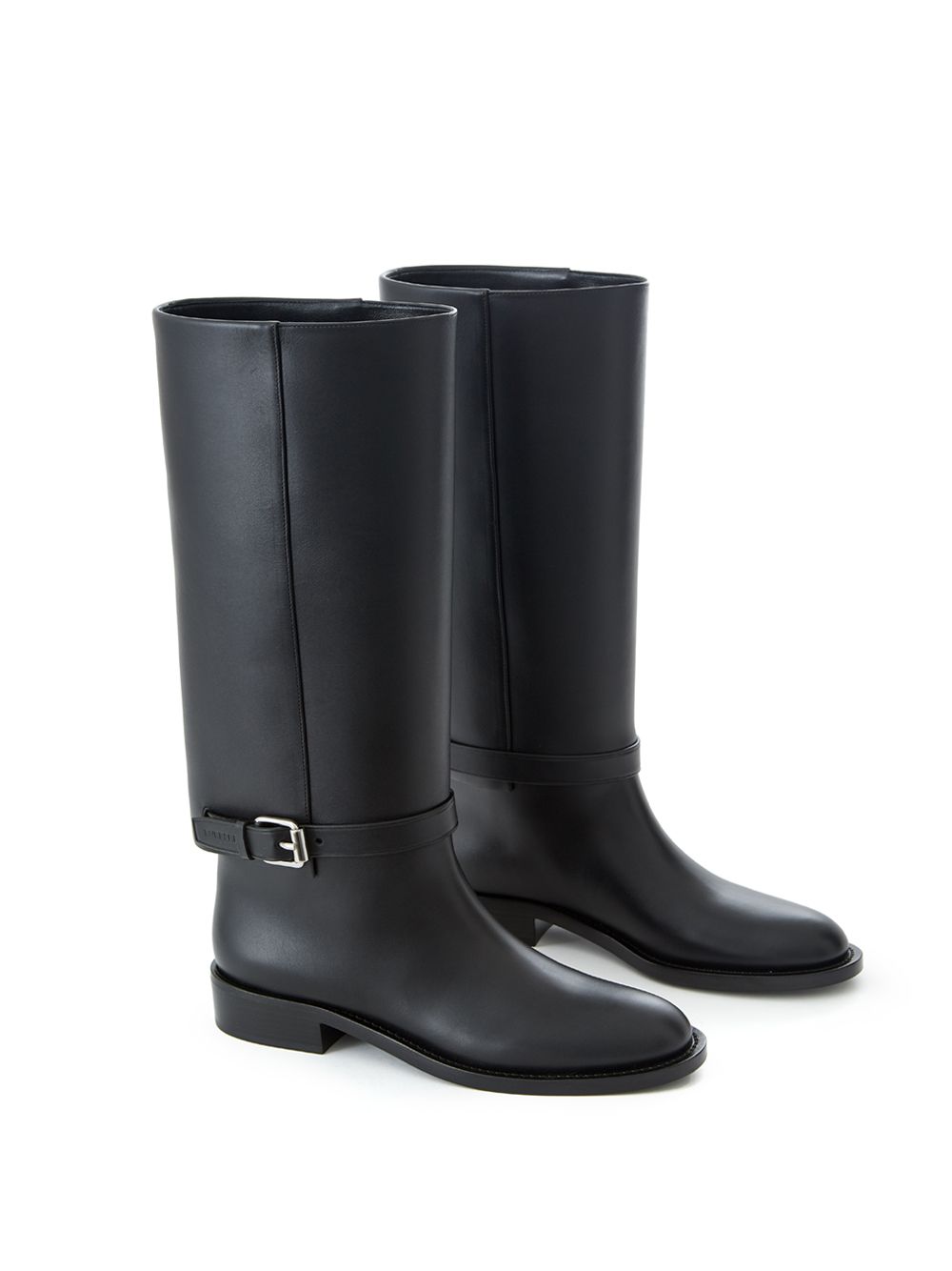Burberry Buckle Embellished Leather Black Boots - DEA STILOSA MILANO