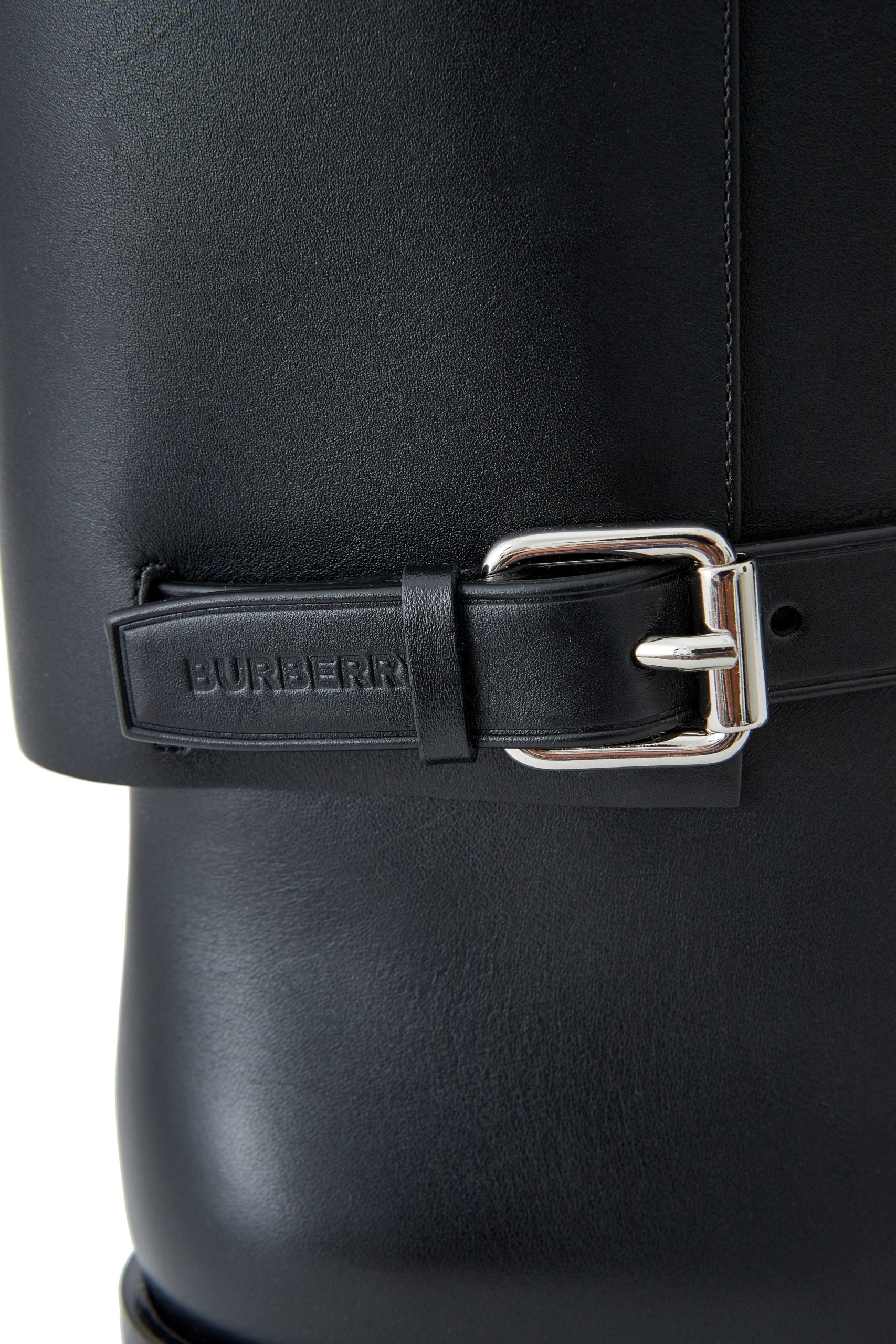Burberry Buckle Embellished Leather Black Boots - DEA STILOSA MILANO