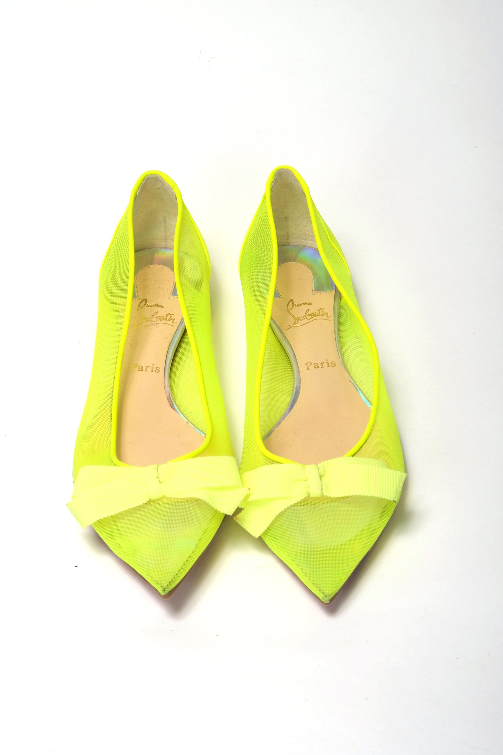 Christian Louboutin Fluro Yellow Flat Point Toe Shoe - DEA STILOSA MILANO