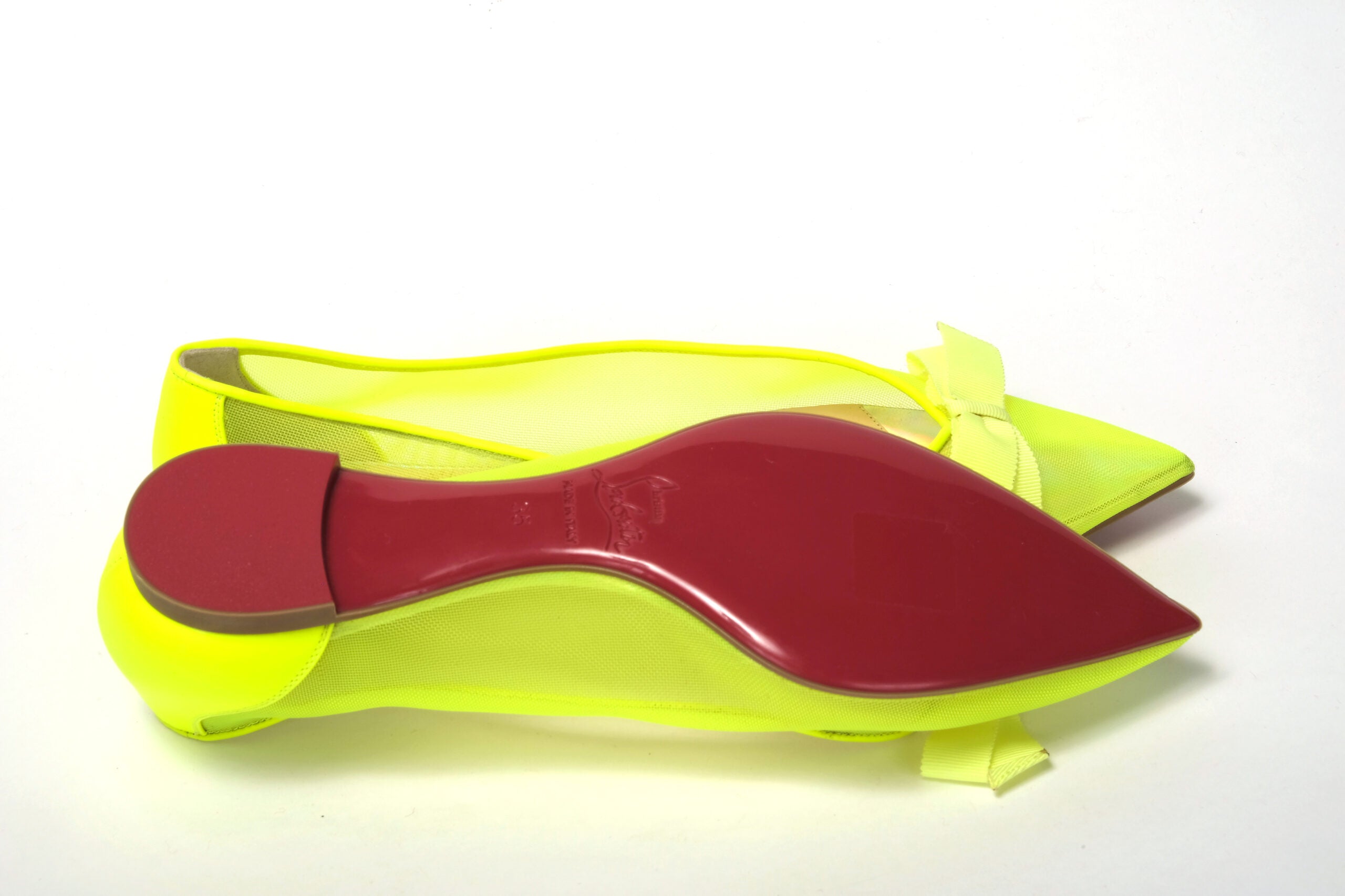 Christian Louboutin Fluro Yellow Flat Point Toe Shoe - DEA STILOSA MILANO