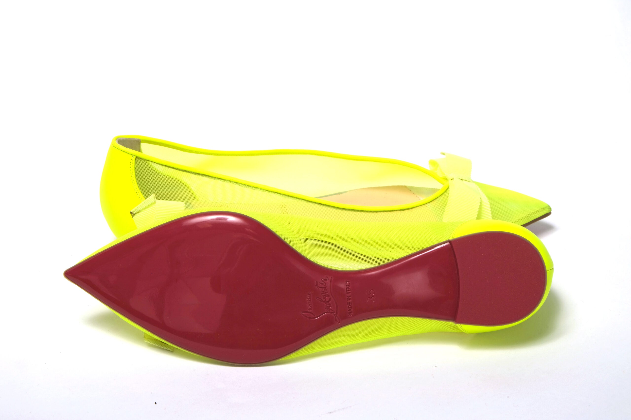 Christian Louboutin Fluro Yellow Flat Point Toe Shoe - DEA STILOSA MILANO