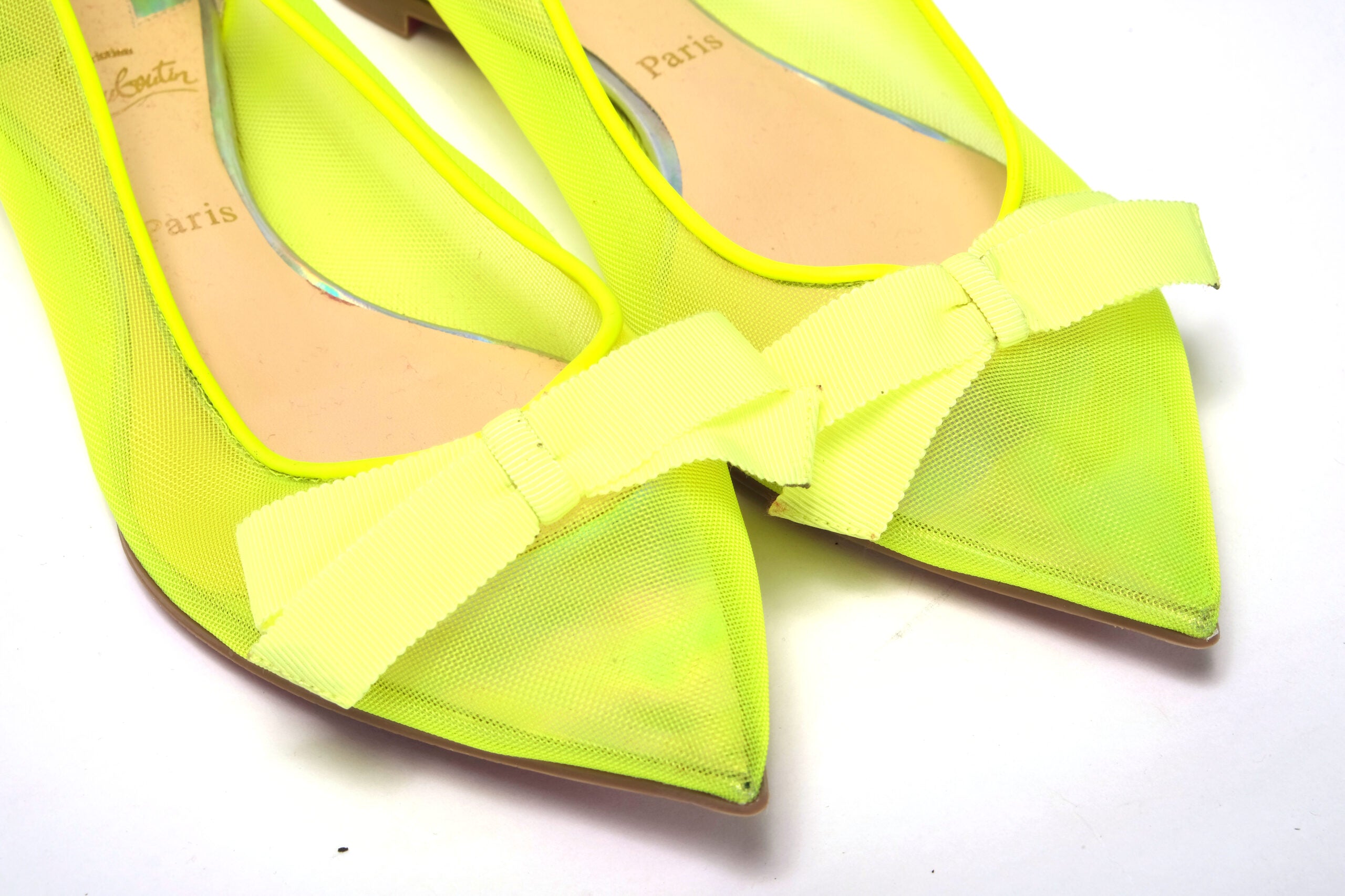 Christian Louboutin Fluro Yellow Flat Point Toe Shoe - DEA STILOSA MILANO