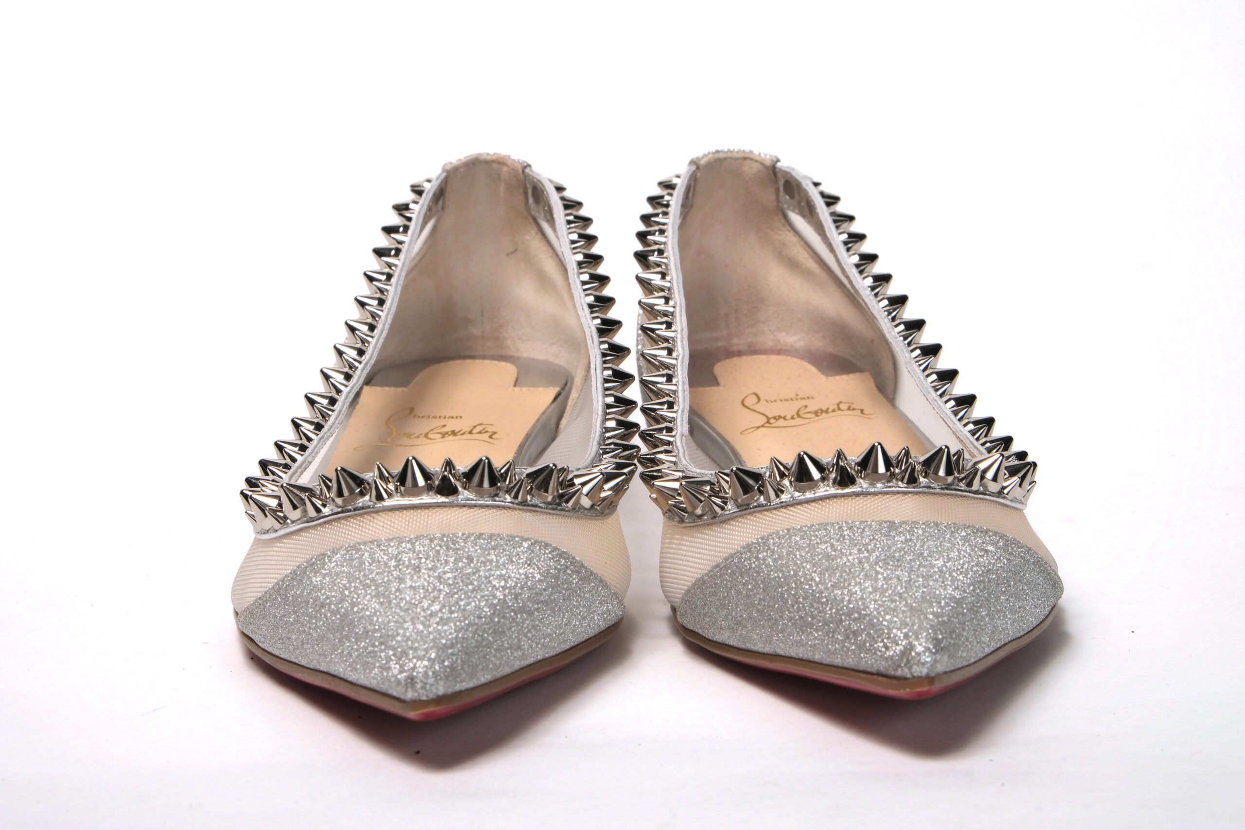 Christian Louboutin Silver Flat Point Toe Shoe - DEA STILOSA MILANO