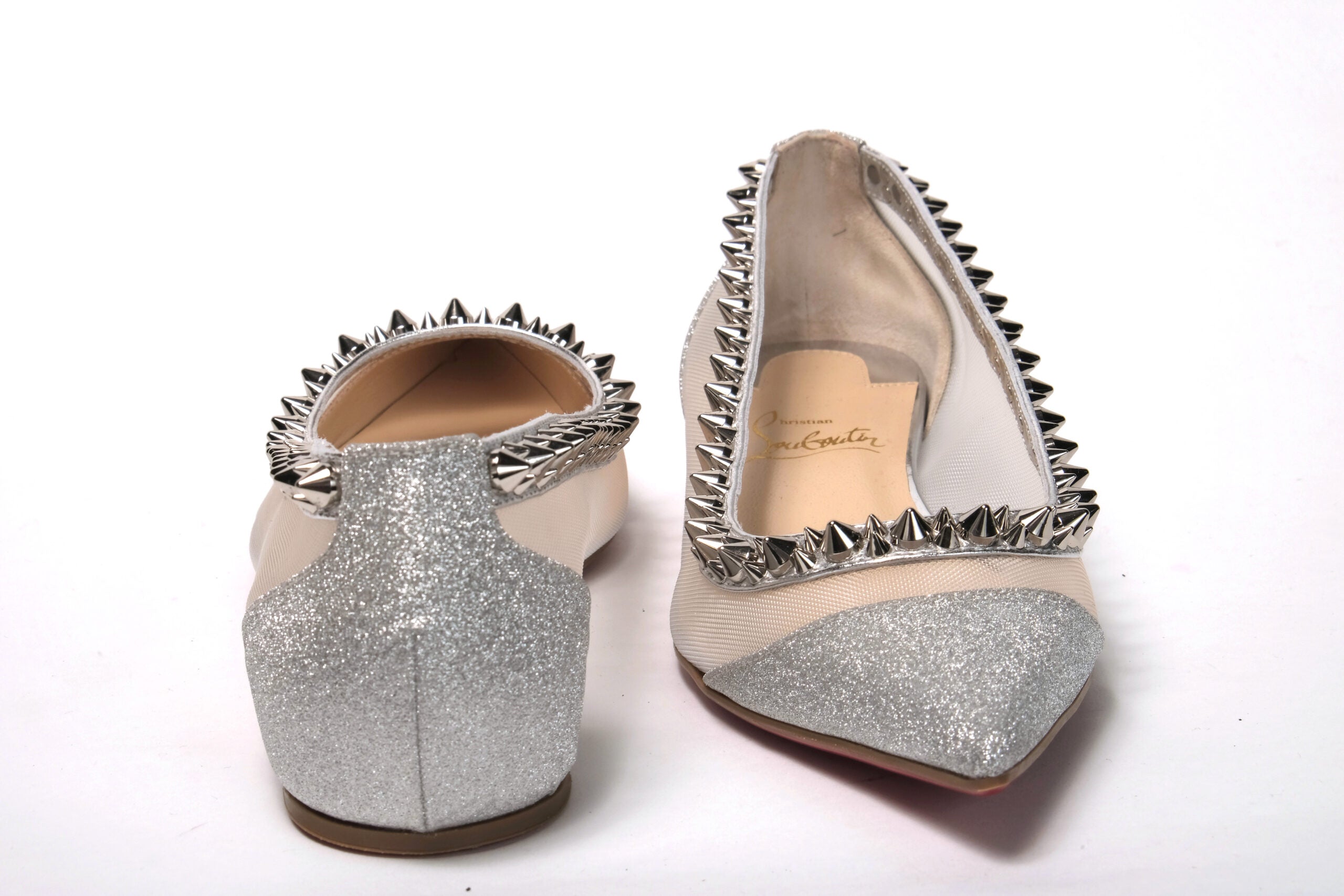 Christian Louboutin Silver Flat Point Toe Shoe - DEA STILOSA MILANO