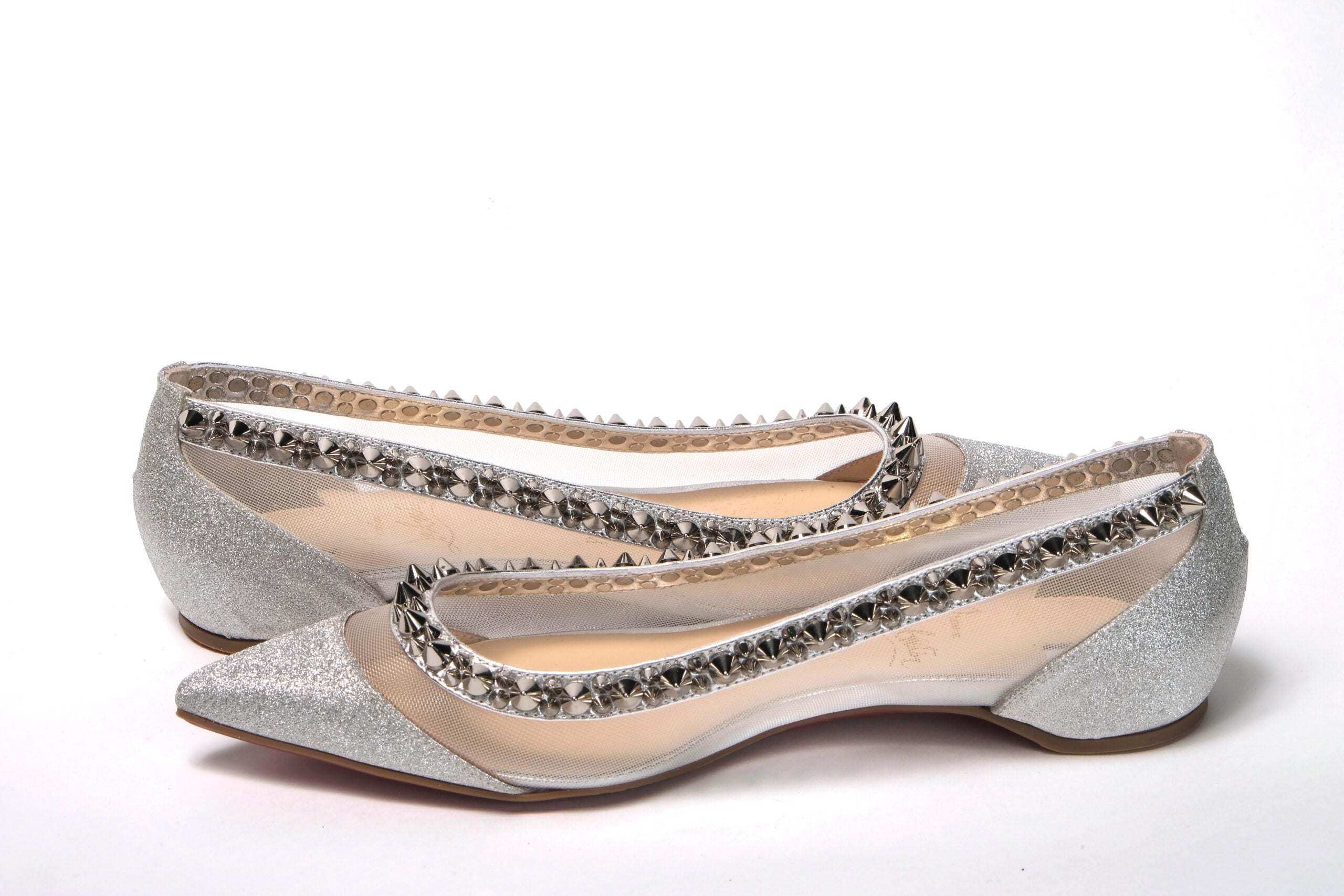 Christian Louboutin Silver Flat Point Toe Shoe - DEA STILOSA MILANO