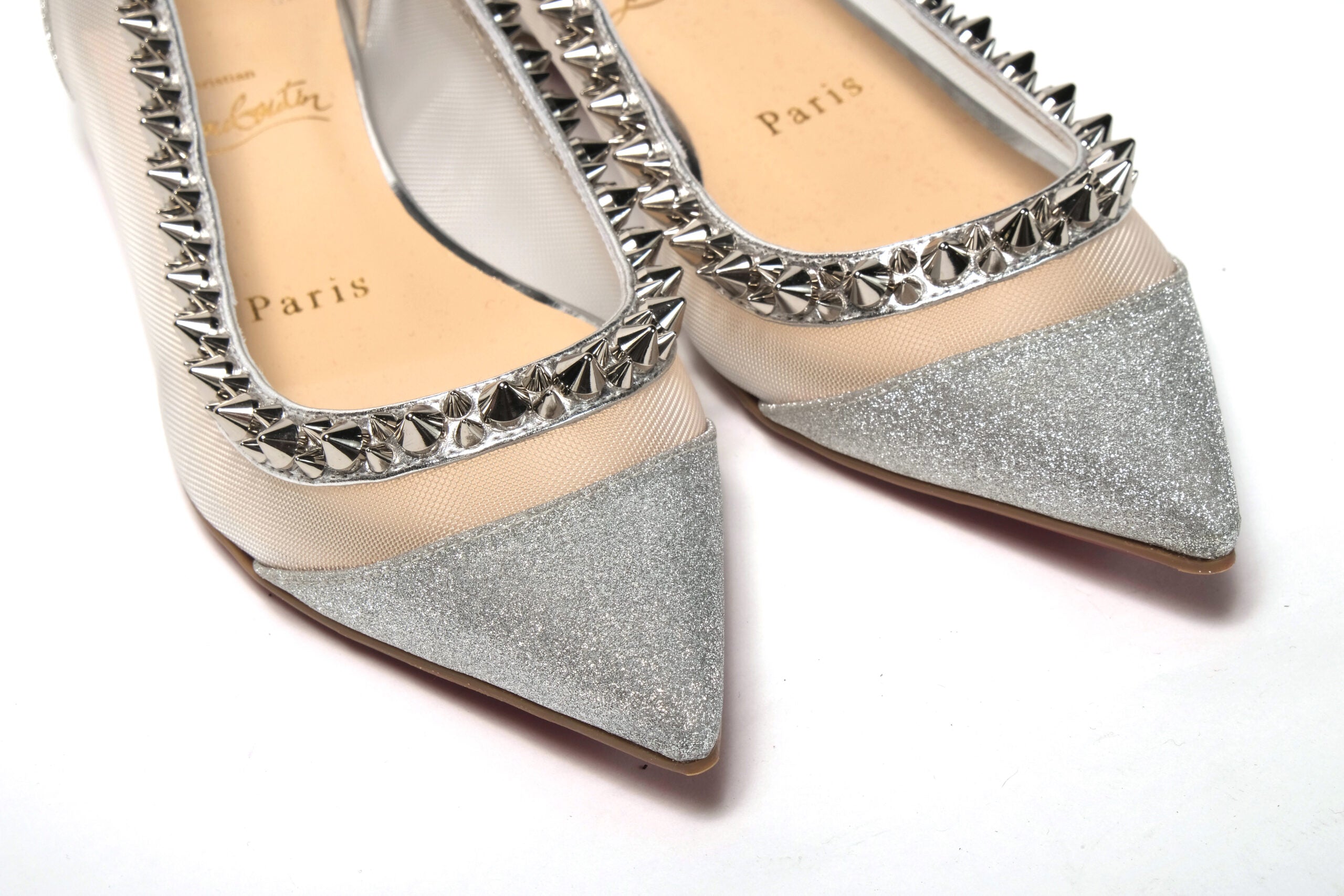 Christian Louboutin Silver Flat Point Toe Shoe - DEA STILOSA MILANO