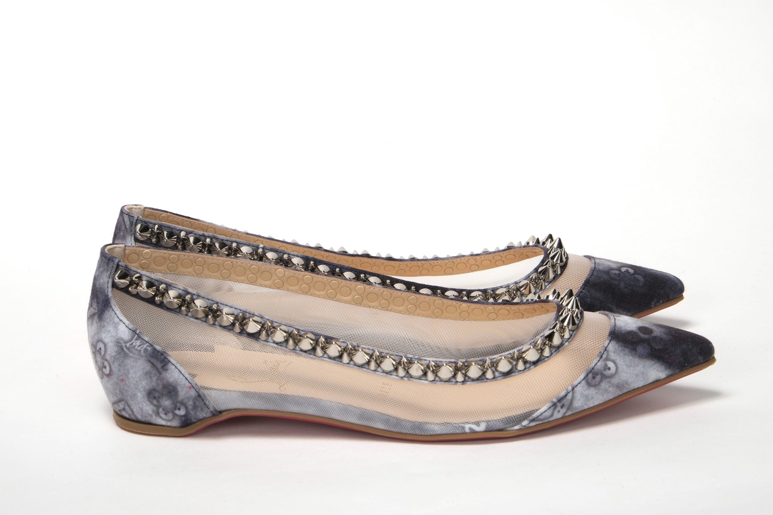 Christian Louboutin Multicolor Print Silver Flat Point Toe Shoe - DEA STILOSA MILANO
