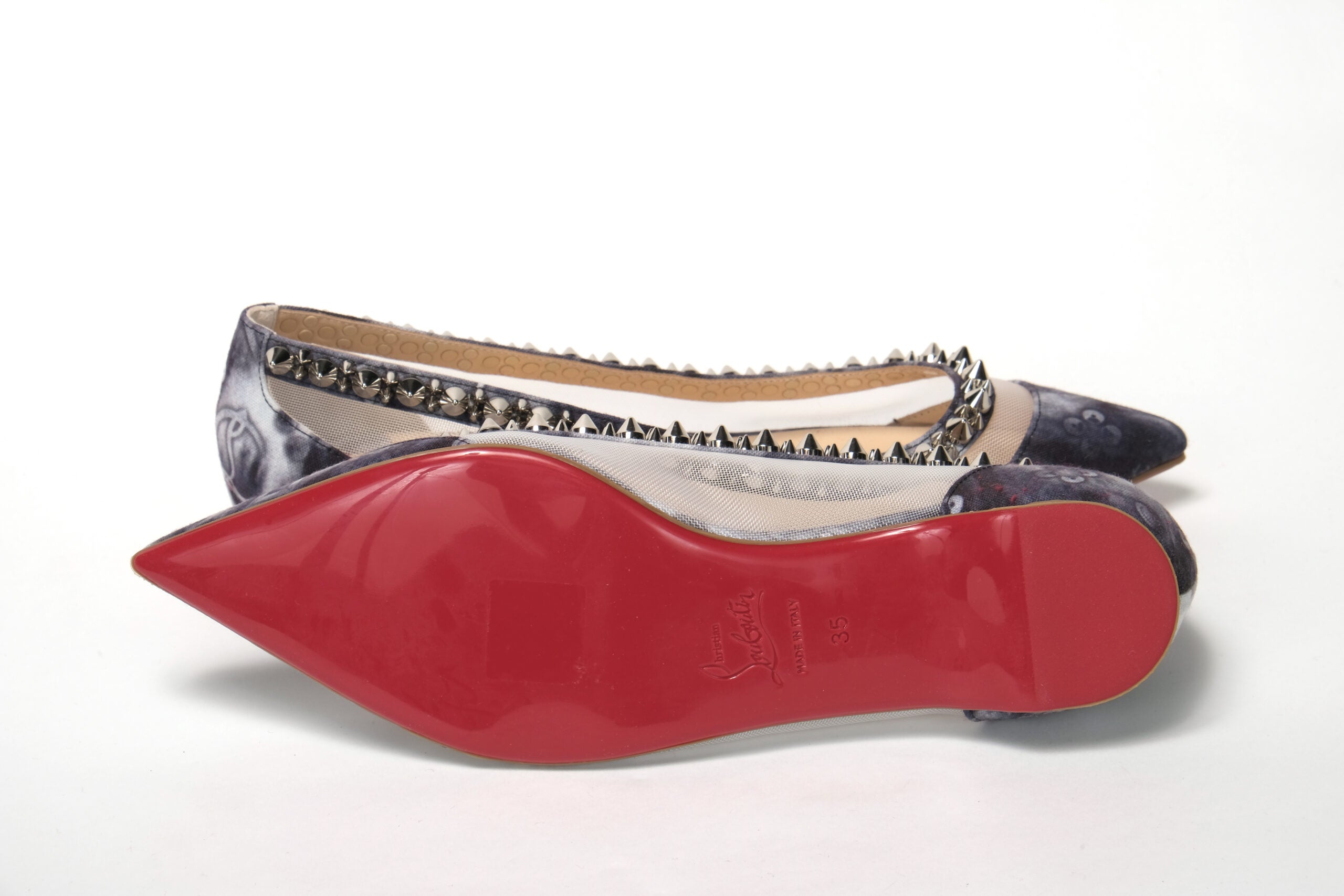 Christian Louboutin Multicolor Print Silver Flat Point Toe Shoe - DEA STILOSA MILANO