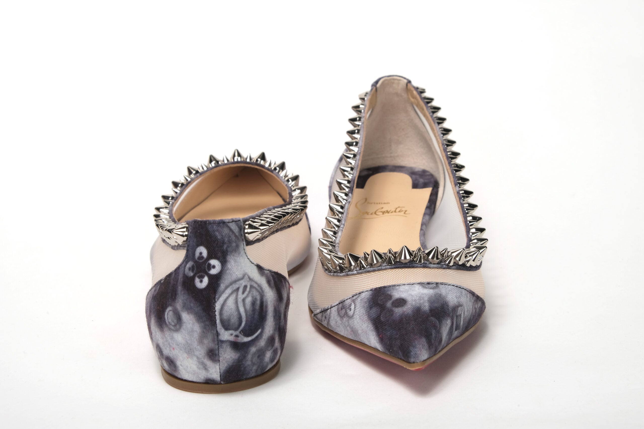 Christian Louboutin Multicolor Print Silver Flat Point Toe Shoe - DEA STILOSA MILANO