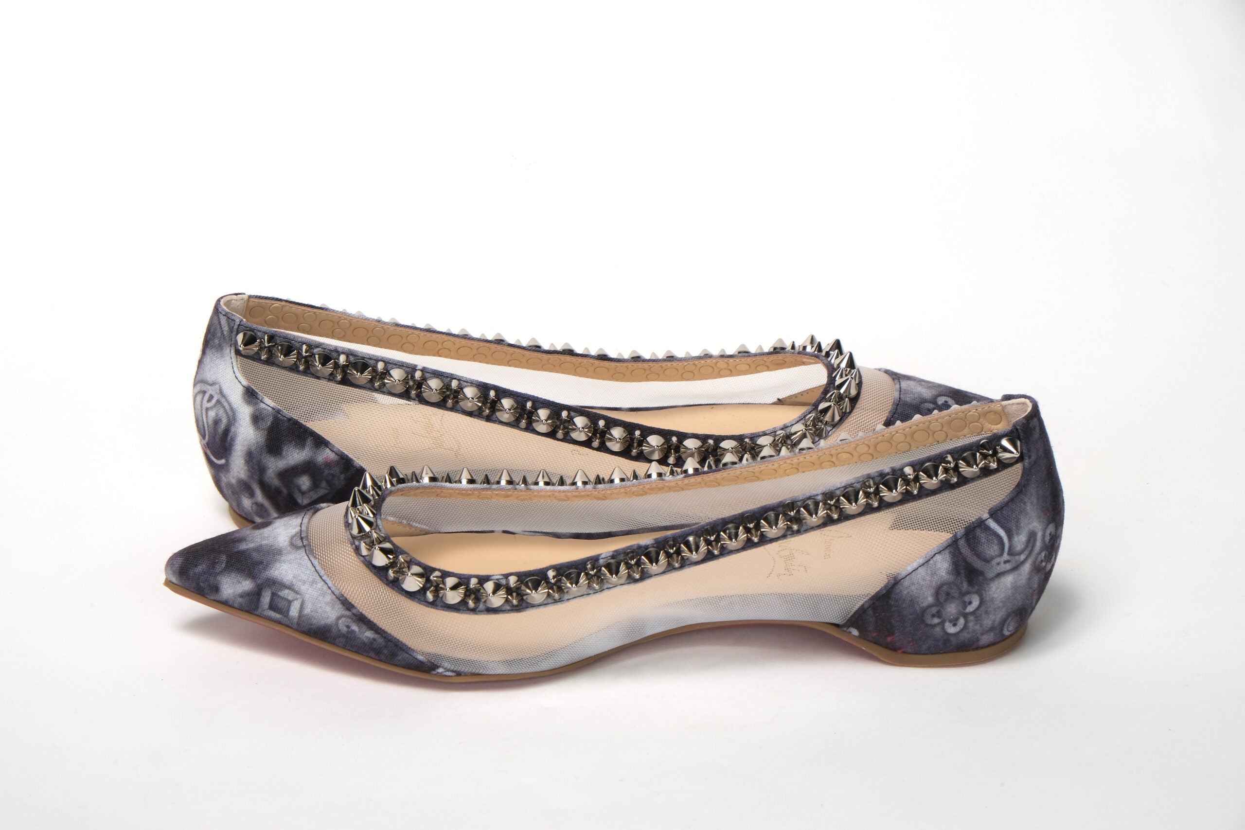 Christian Louboutin Multicolor Print Silver Flat Point Toe Shoe - DEA STILOSA MILANO
