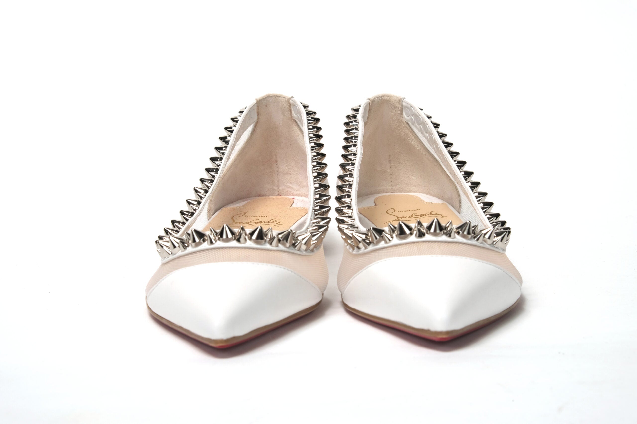 Christian Louboutin Bianco White silver Flat Point Toe Shoe - DEA STILOSA MILANO