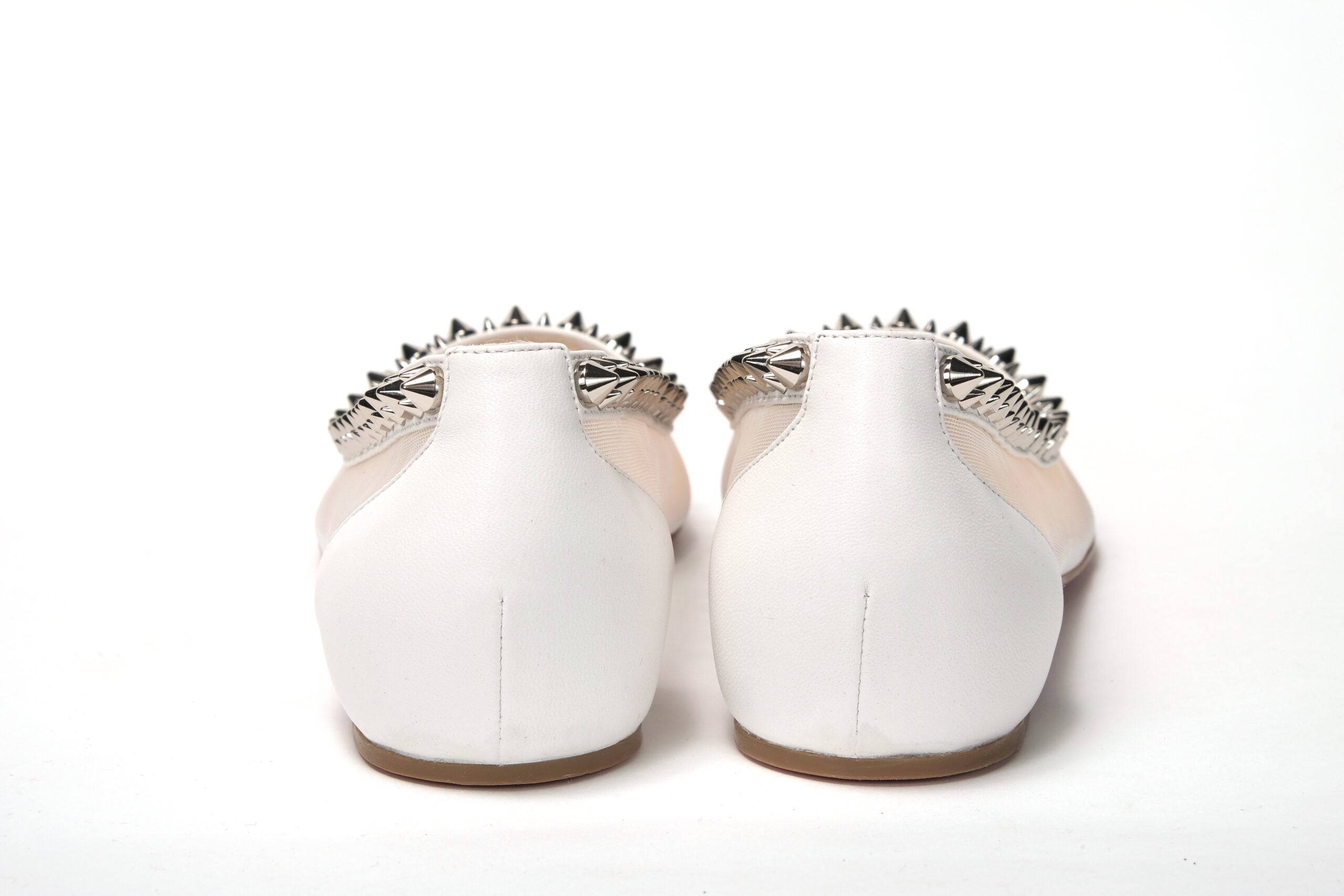 Christian Louboutin Bianco White silver Flat Point Toe Shoe - DEA STILOSA MILANO
