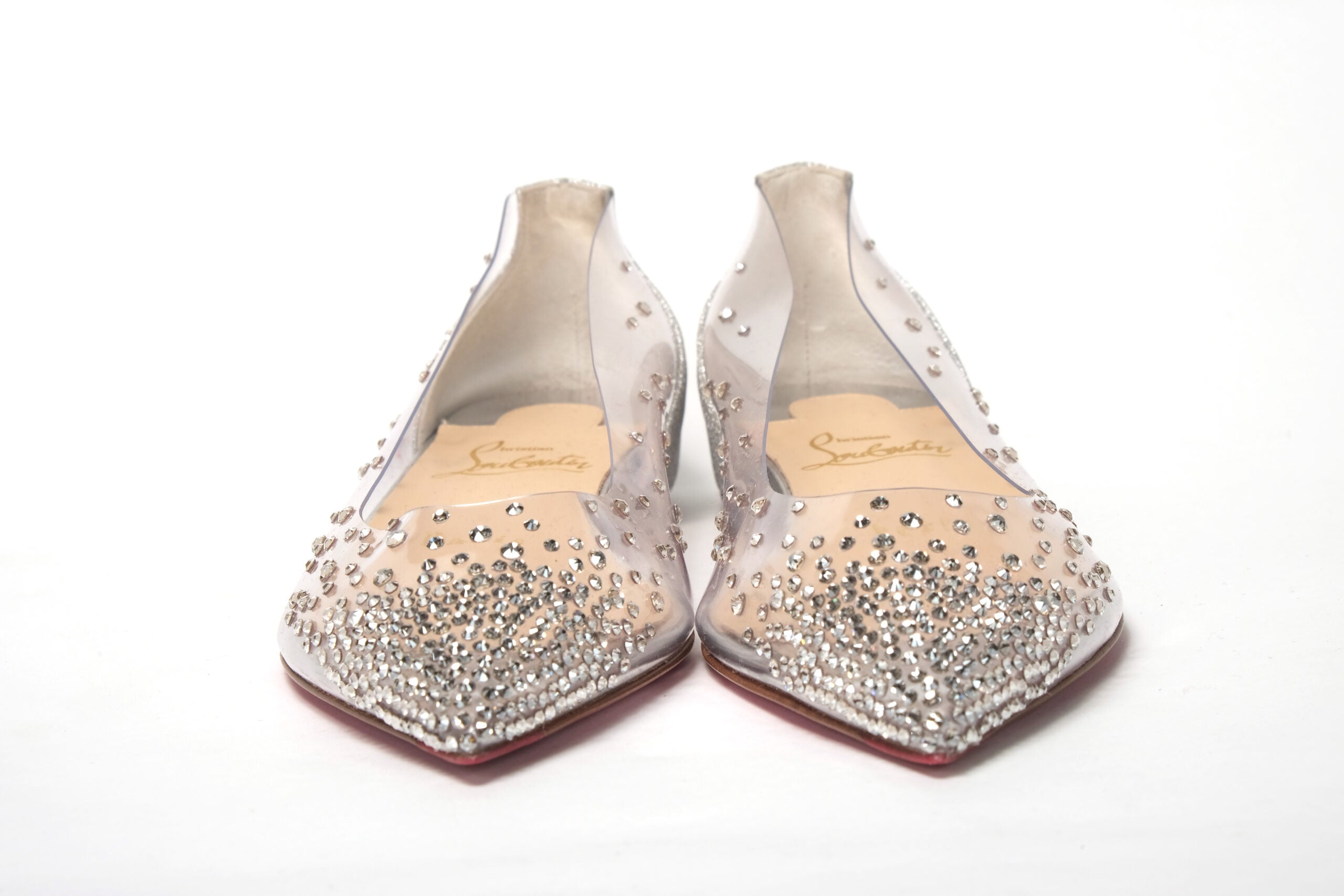 Christian Louboutin Silver Crystals Flat Point Toe Shoe - DEA STILOSA MILANO