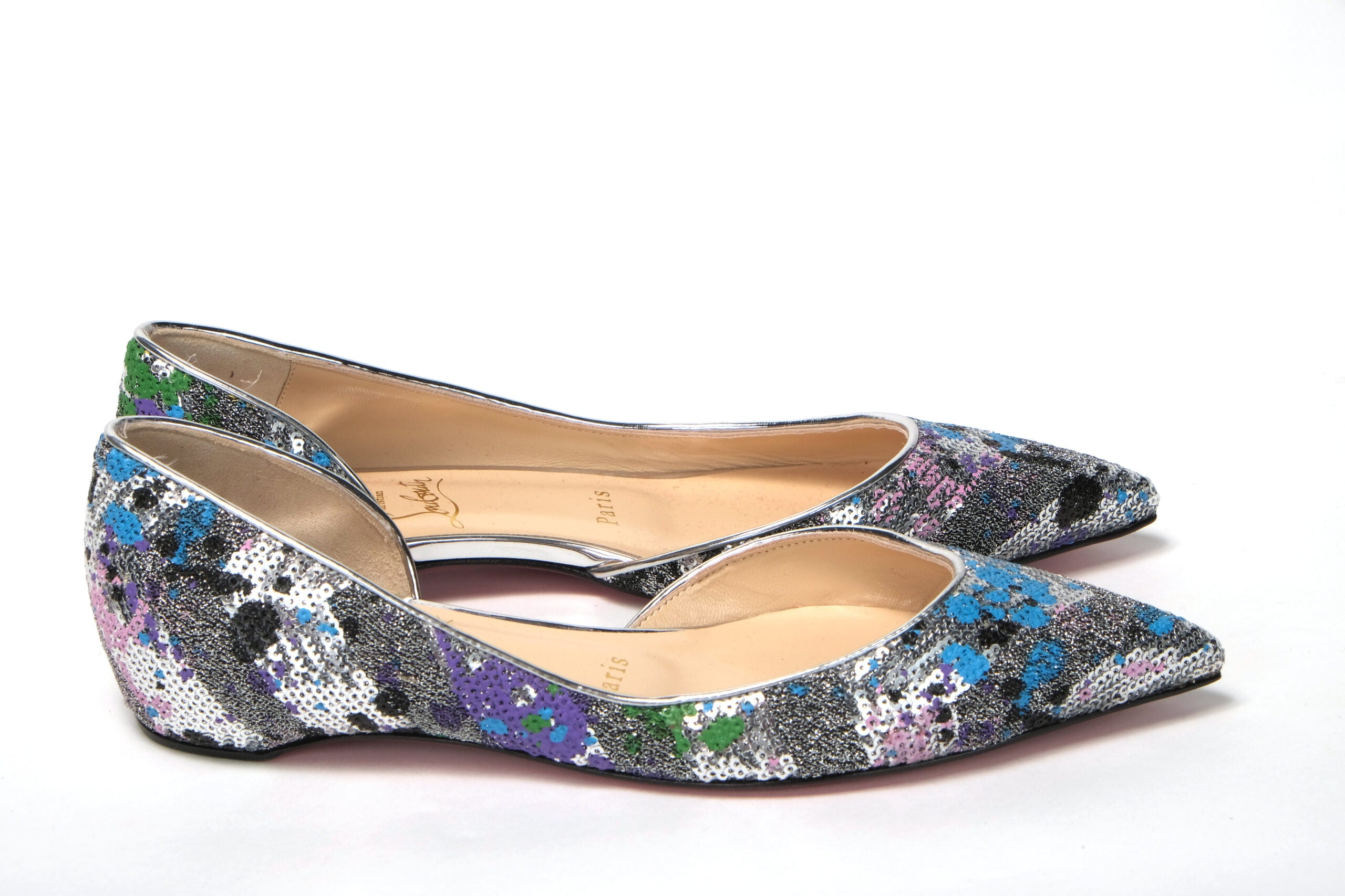 Christian Louboutin Multicolor Silver Flat Point Toe Shoe - DEA STILOSA MILANO