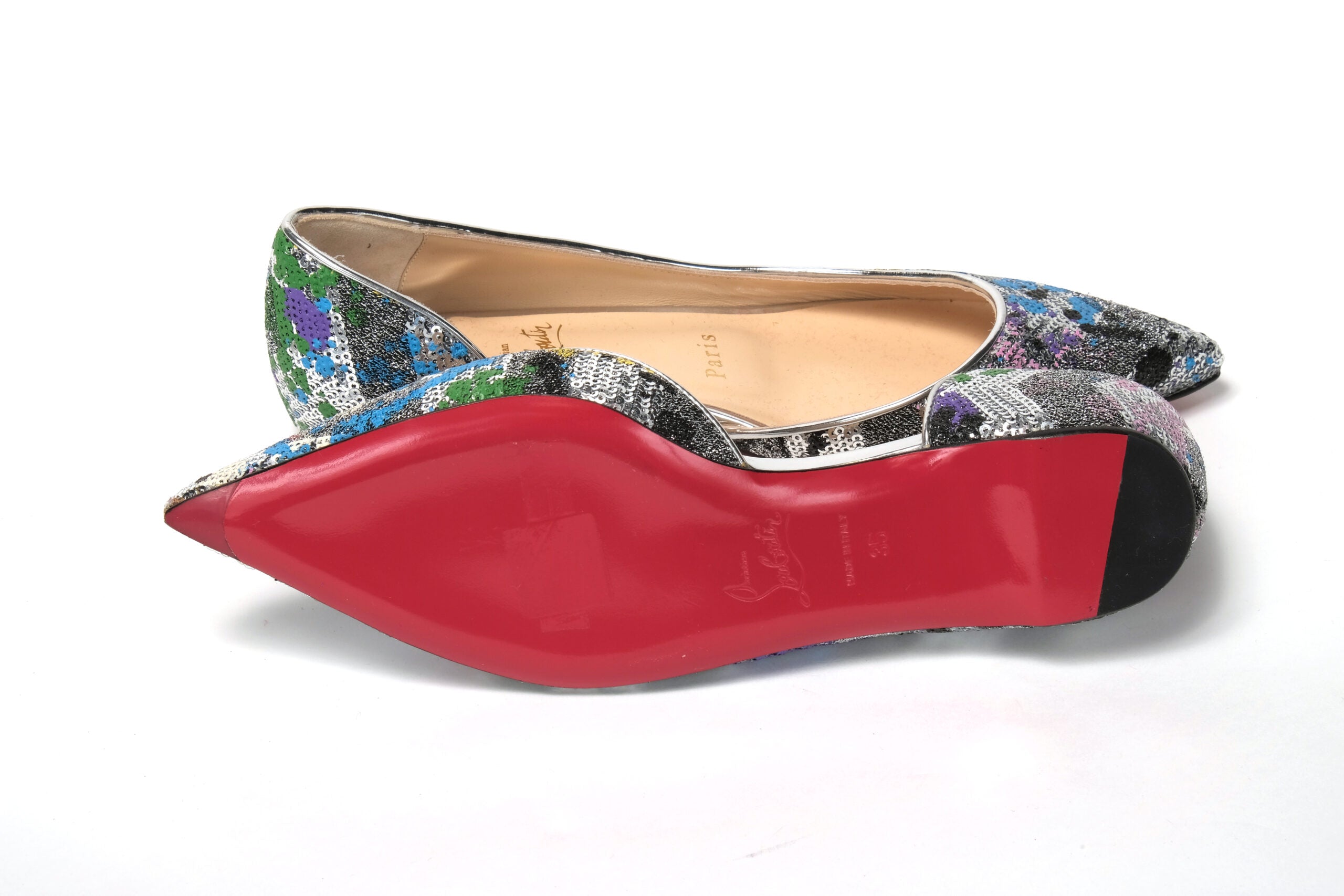 Christian Louboutin Multicolor Silver Flat Point Toe Shoe - DEA STILOSA MILANO