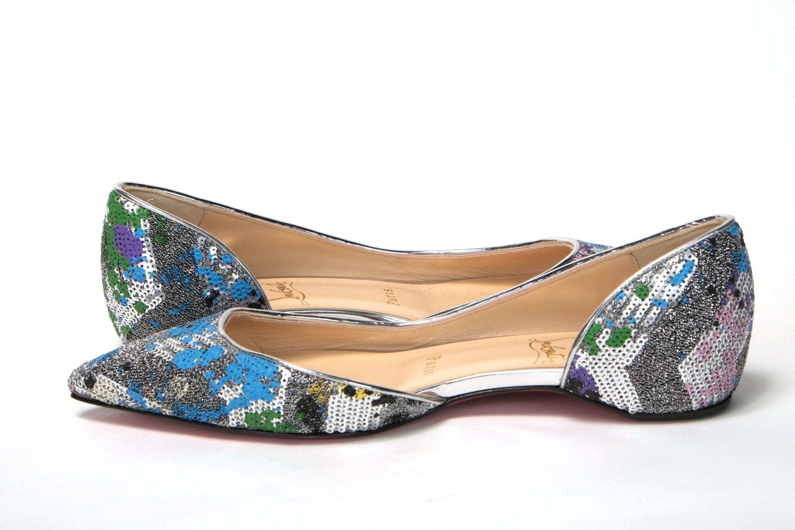 Christian Louboutin Multicolor Silver Flat Point Toe Shoe - DEA STILOSA MILANO