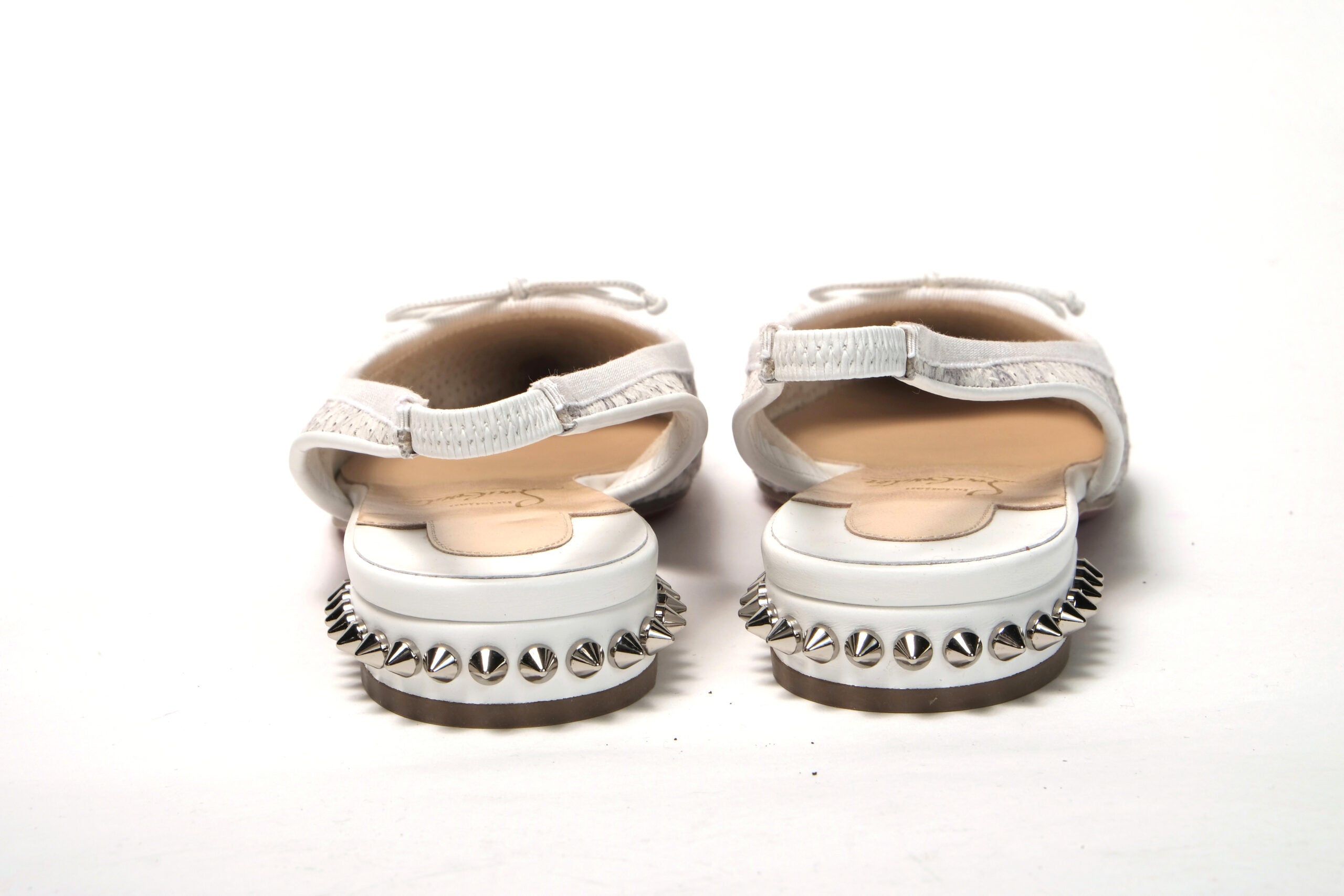 Christian Louboutin White Perforated Printed Flat Point Toe Shoe - DEA STILOSA MILANO