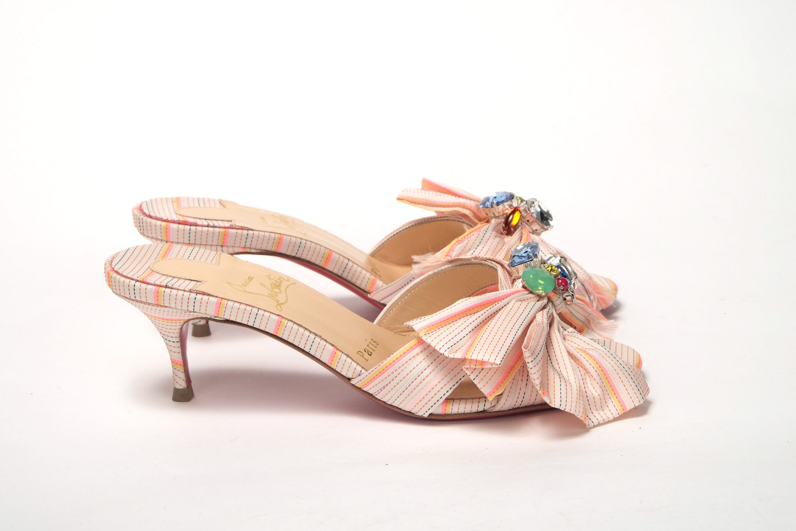 Christian Louboutin Multicolor Kitten Heel Studded Flat Shoes - DEA STILOSA MILANO