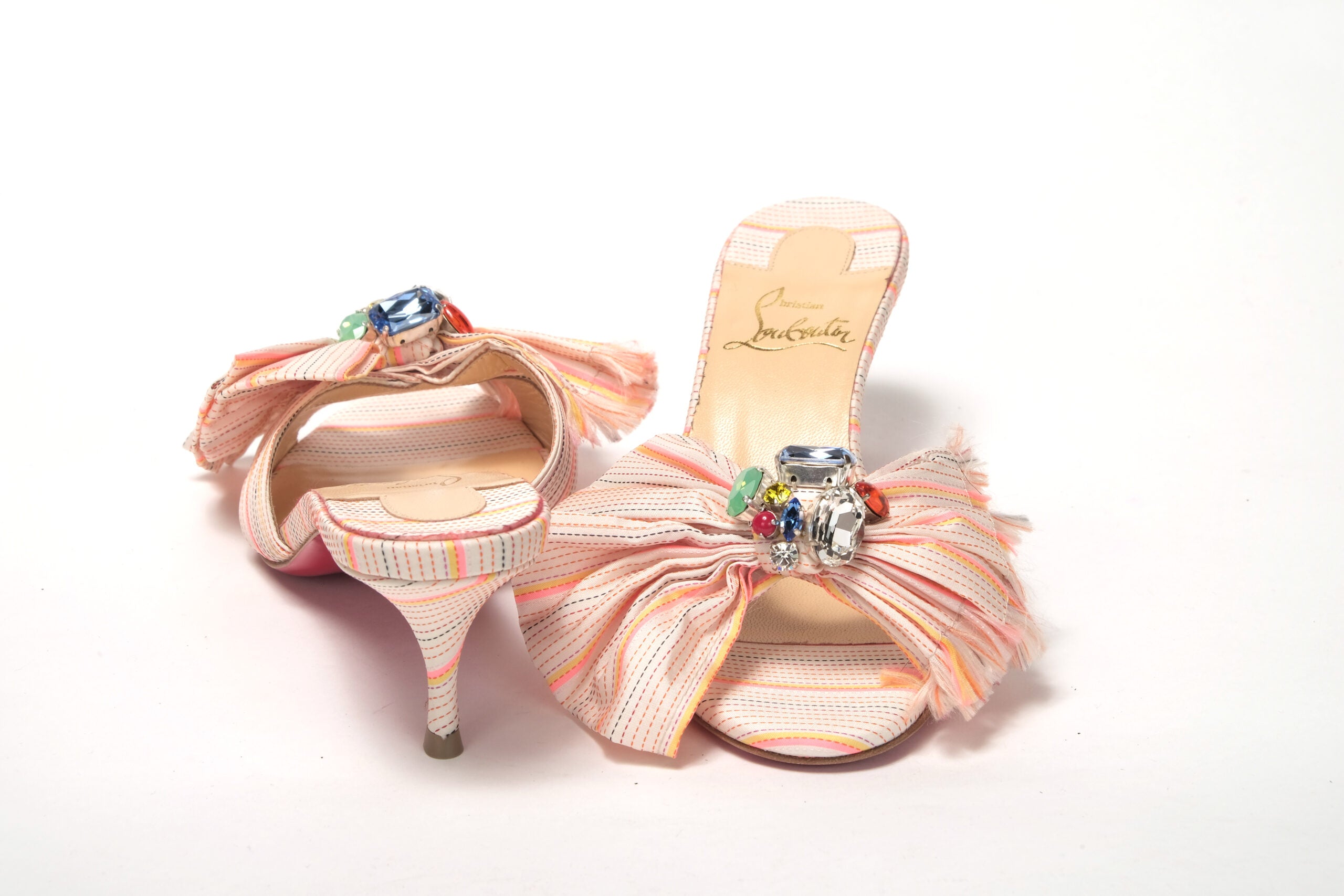 Christian Louboutin Multicolor Kitten Heel Studded Flat Shoes - DEA STILOSA MILANO