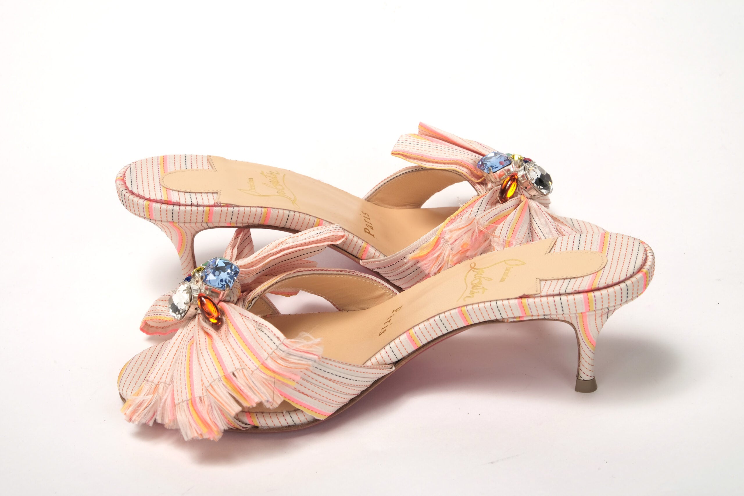 Christian Louboutin Multicolor Kitten Heel Studded Flat Shoes - DEA STILOSA MILANO