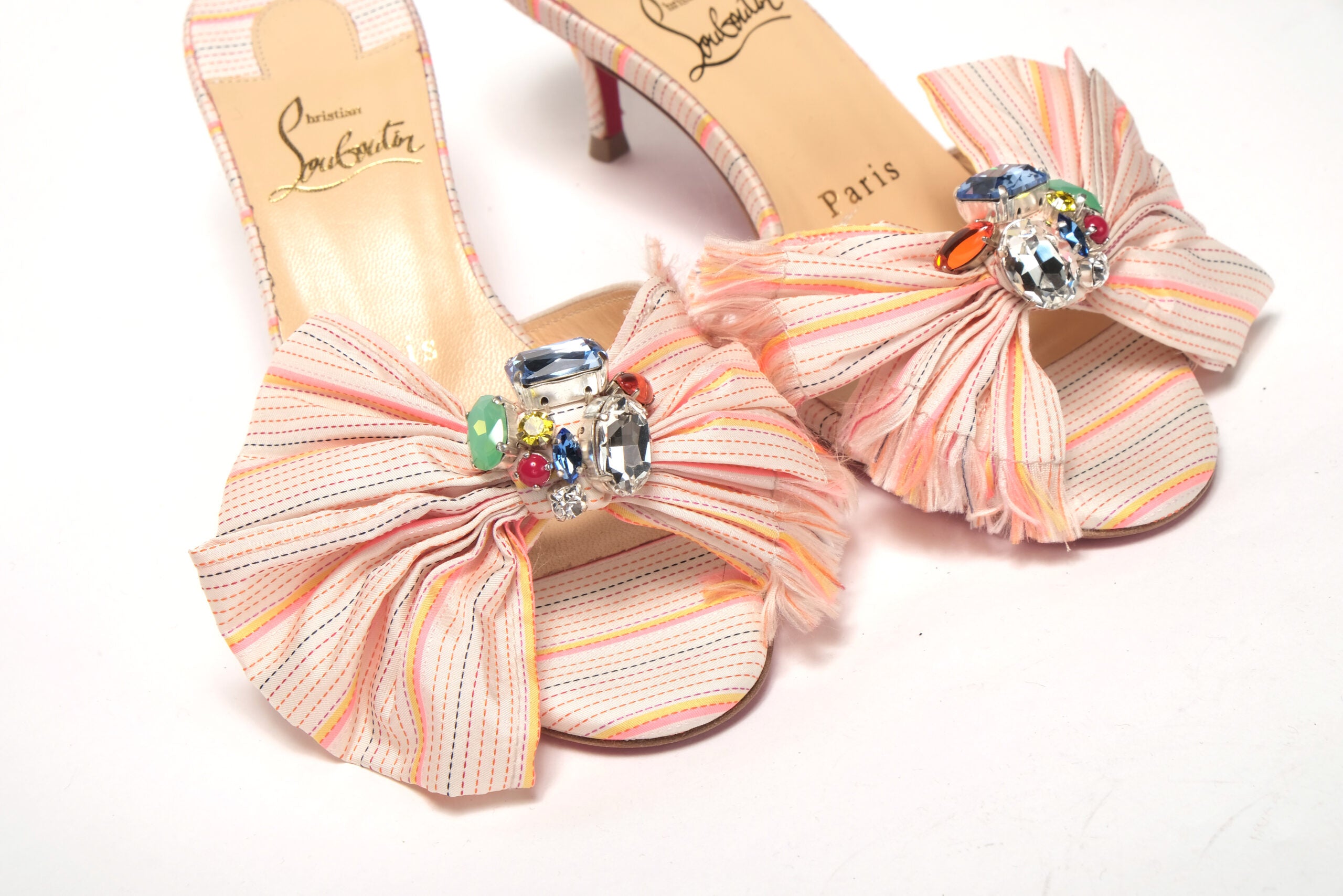 Christian Louboutin Multicolor Kitten Heel Studded Flat Shoes - DEA STILOSA MILANO