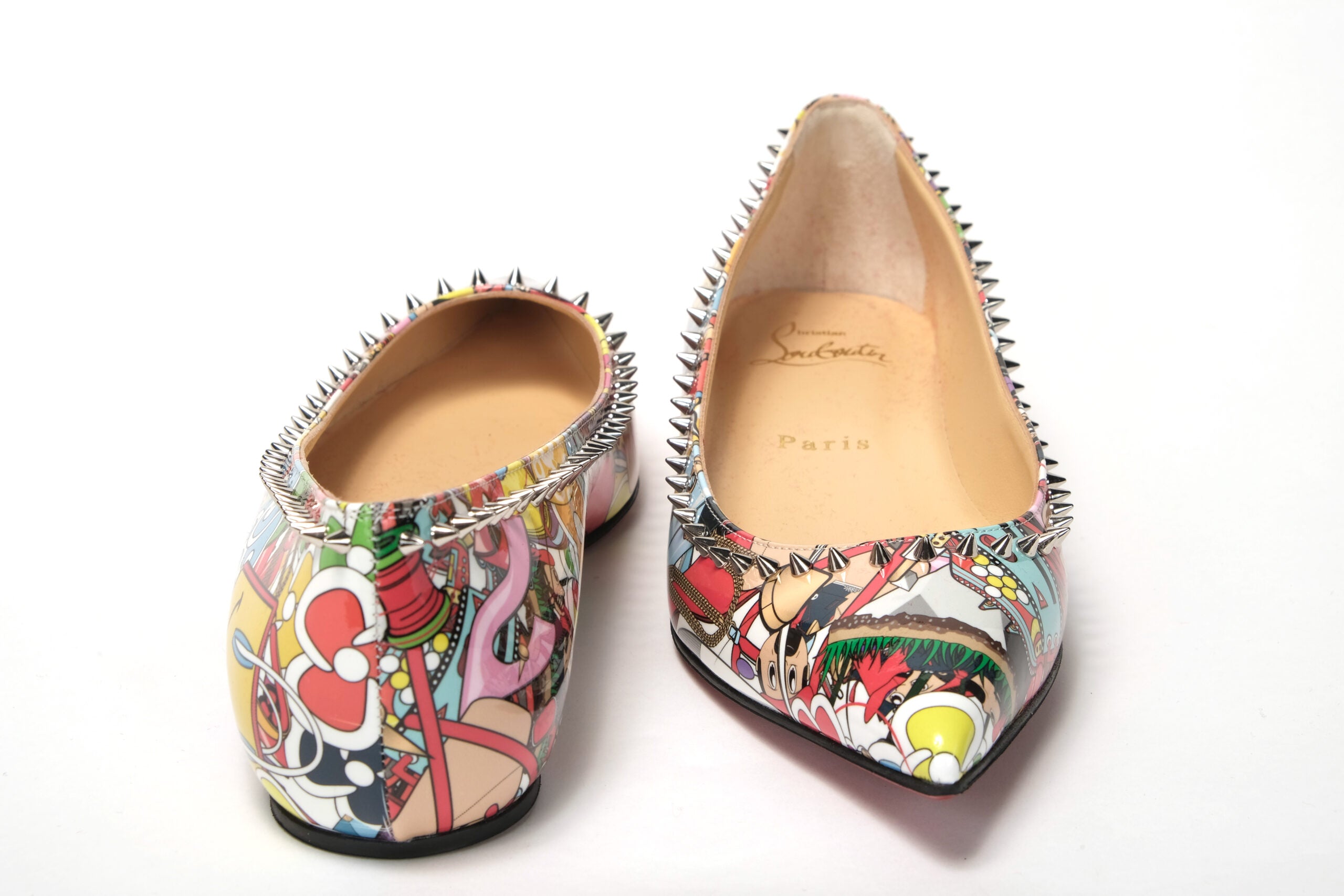 Christian Louboutin Silver Multi Print Embellished Flat Patent Point Shoe - DEA STILOSA MILANO