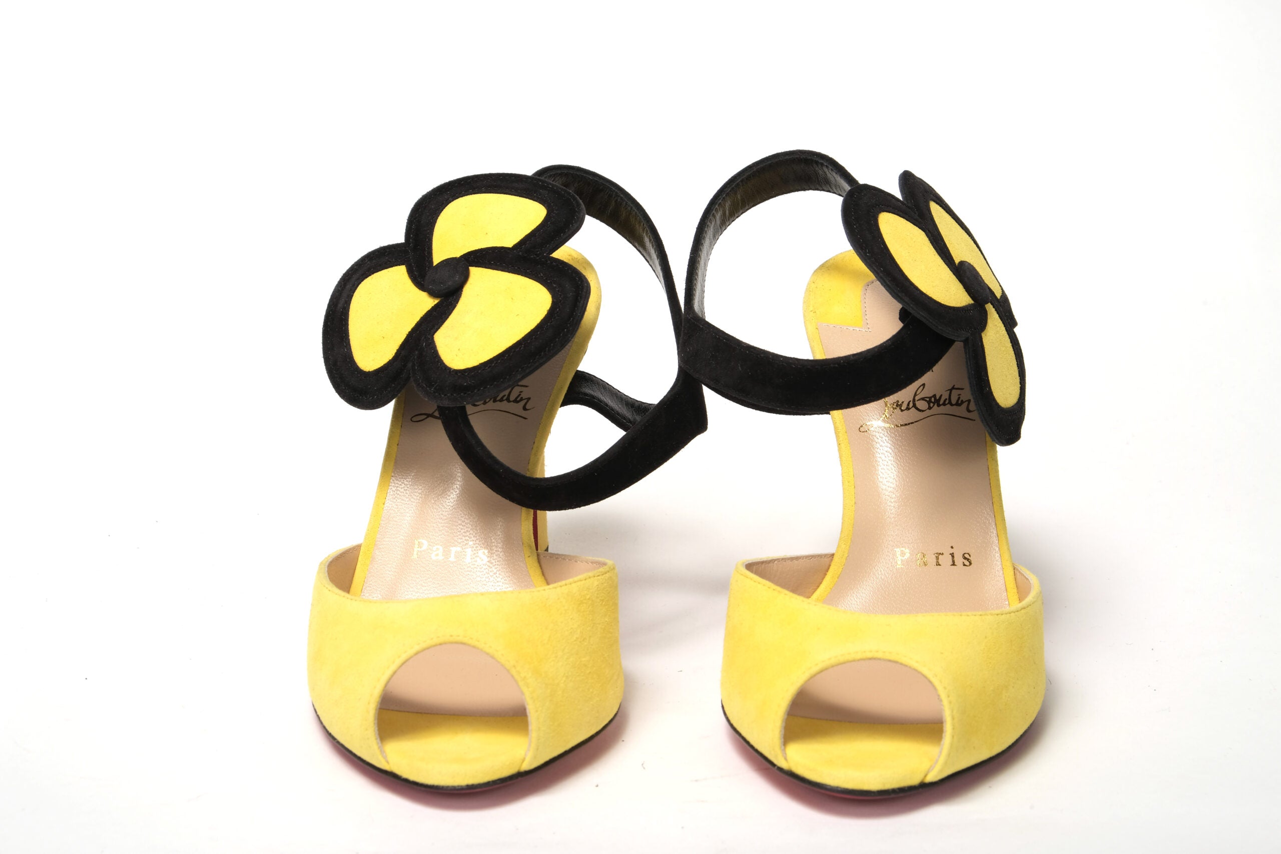 Christian Louboutin Yellow Black Peep Toe Flower Sandal - DEA STILOSA MILANO