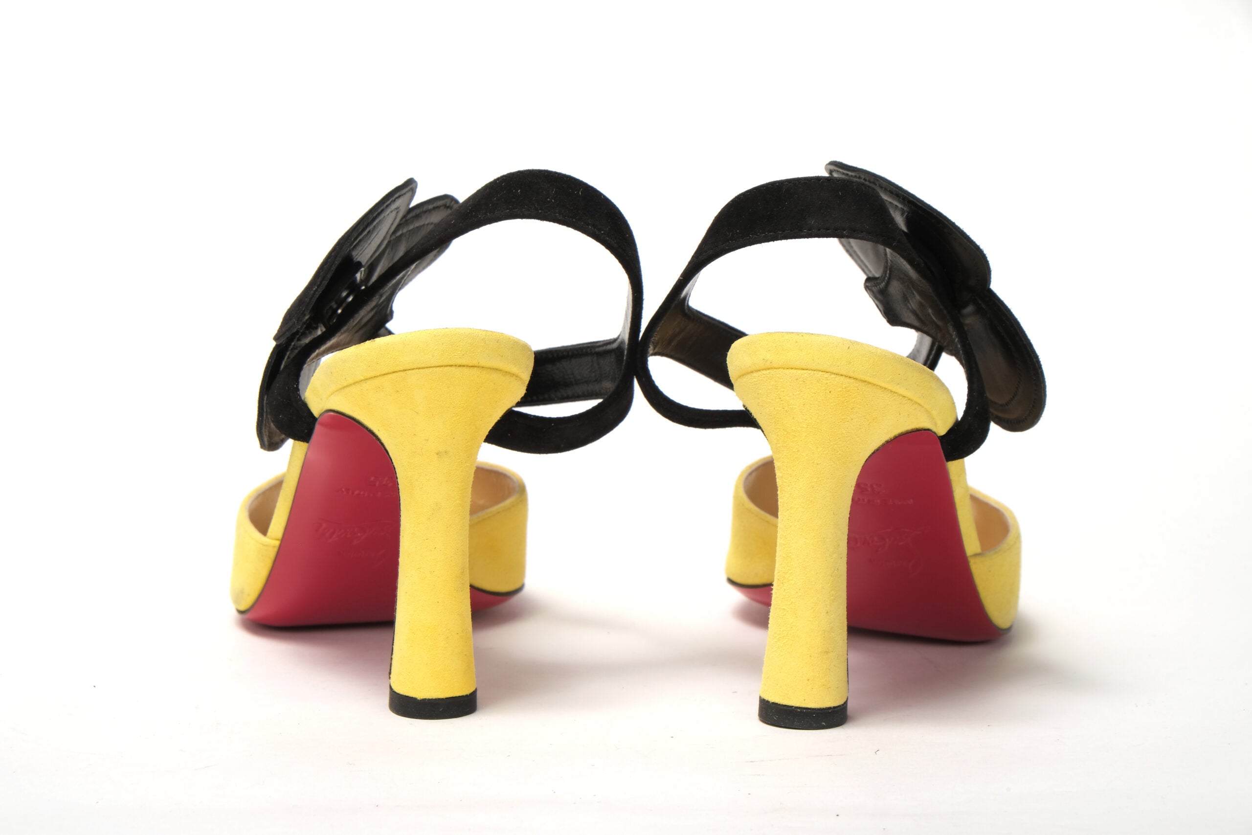 Christian Louboutin Yellow Black Peep Toe Flower Sandal - DEA STILOSA MILANO