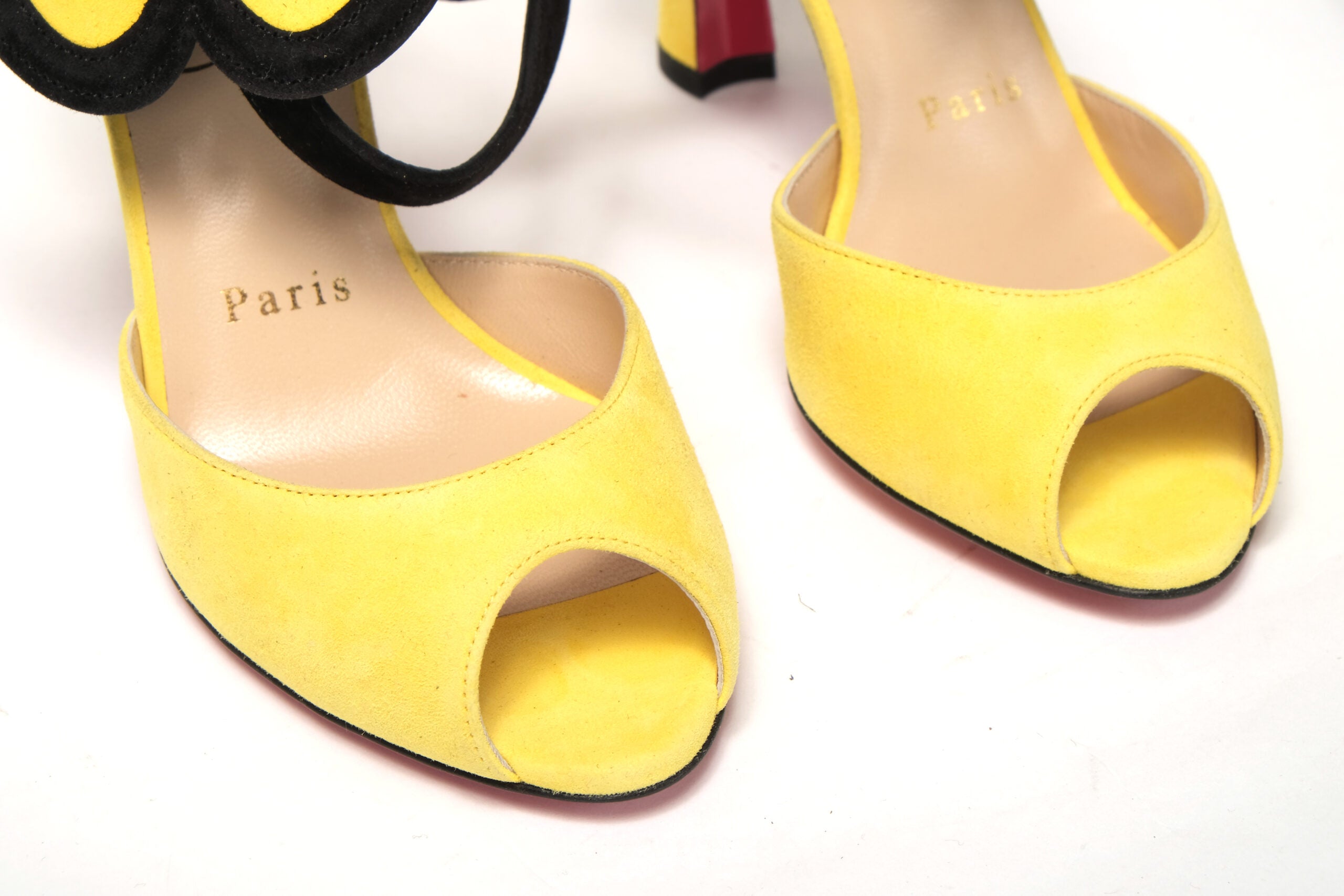 Christian Louboutin Yellow Black Peep Toe Flower Sandal - DEA STILOSA MILANO