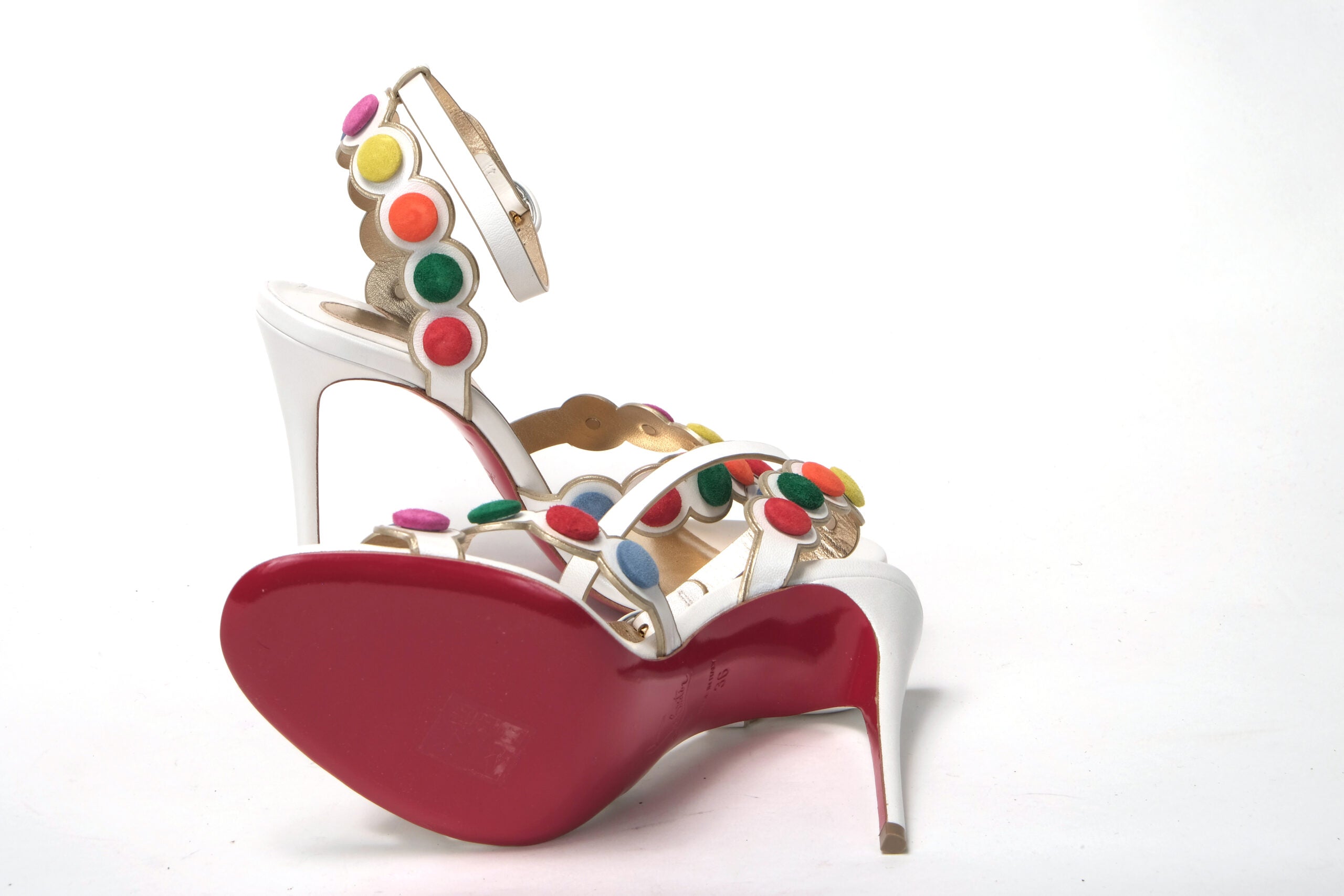 Christian Louboutin White Multicolor Spot Design High Heels Shoes Sandal - DEA STILOSA MILANO