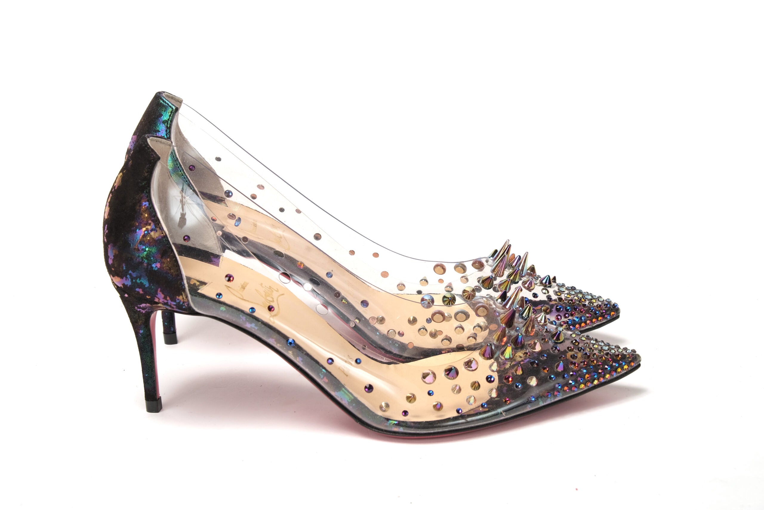 Christian Louboutin Black Pearlescent Heel Pvc Spikes Sandal - DEA STILOSA MILANO
