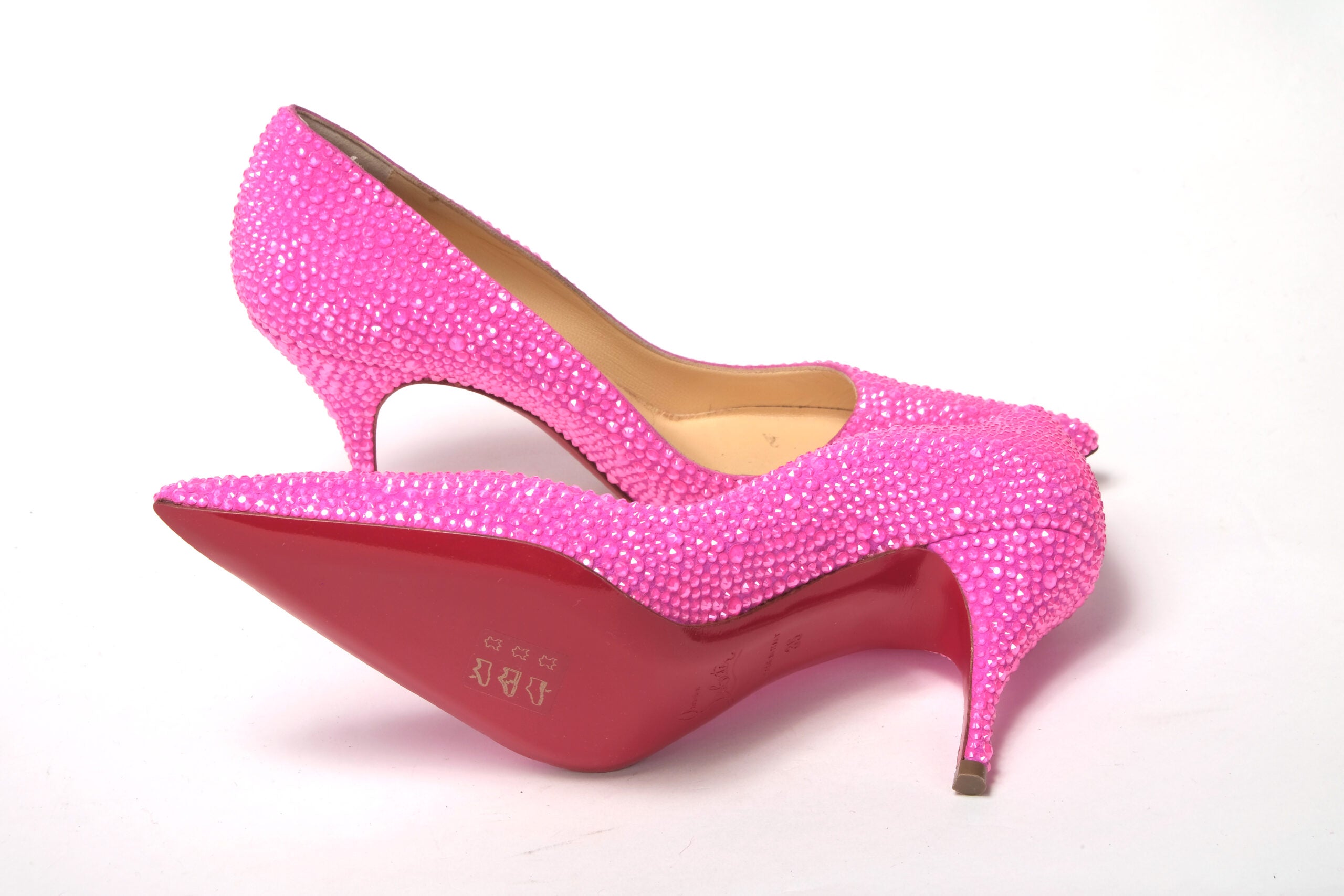 Christian Louboutin Hot Pink Embellished High Heels Pumps - DEA STILOSA MILANO