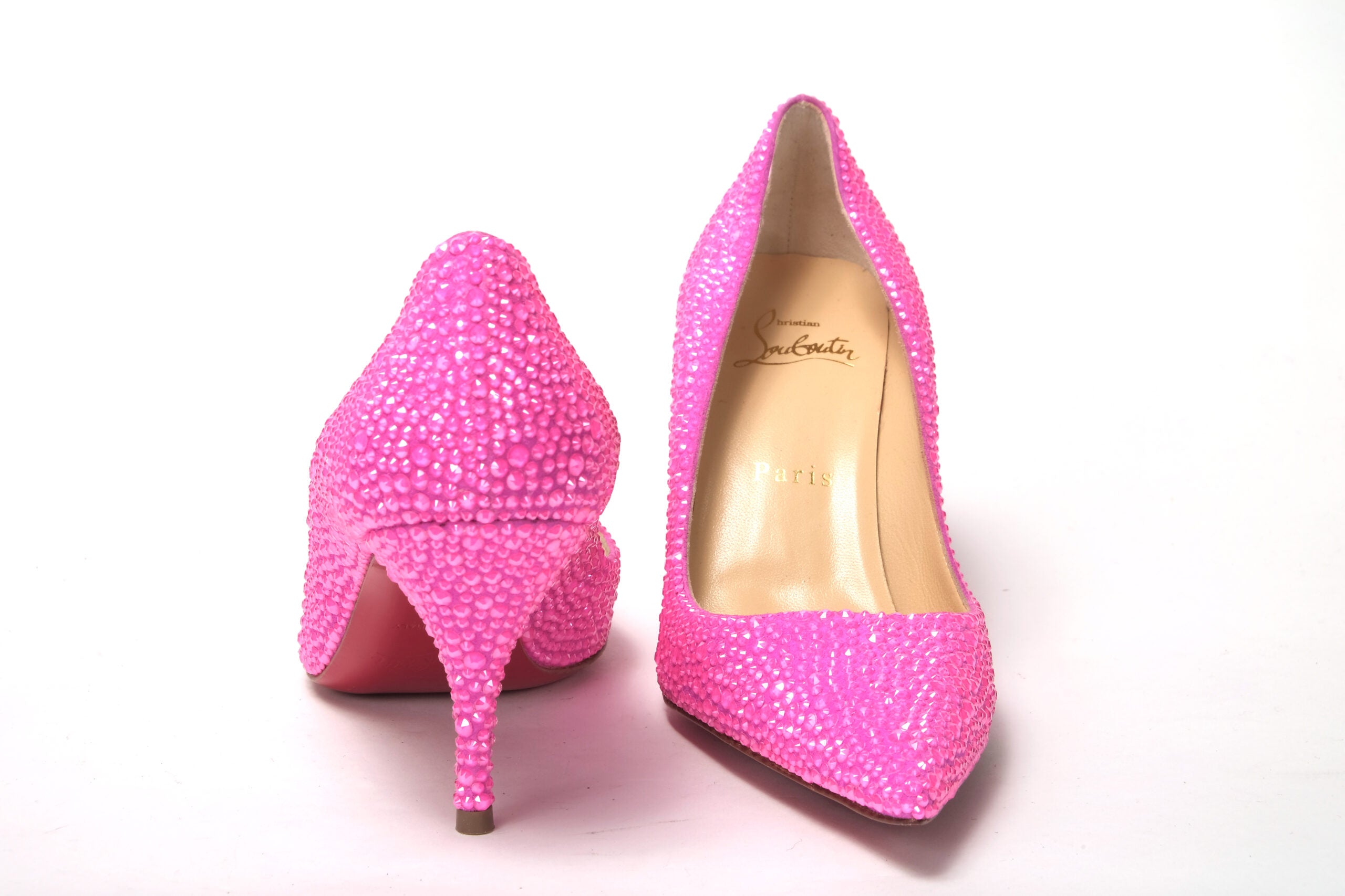 Christian Louboutin Hot Pink Embellished High Heels Pumps - DEA STILOSA MILANO