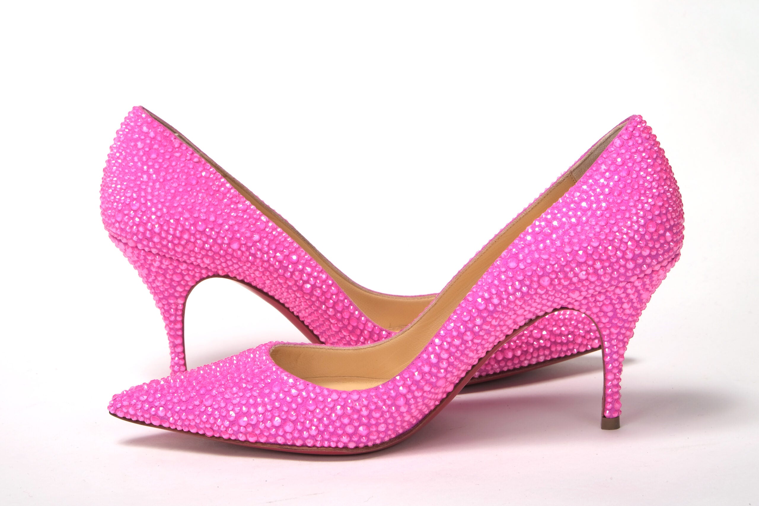 Christian Louboutin Hot Pink Embellished High Heels Pumps - DEA STILOSA MILANO