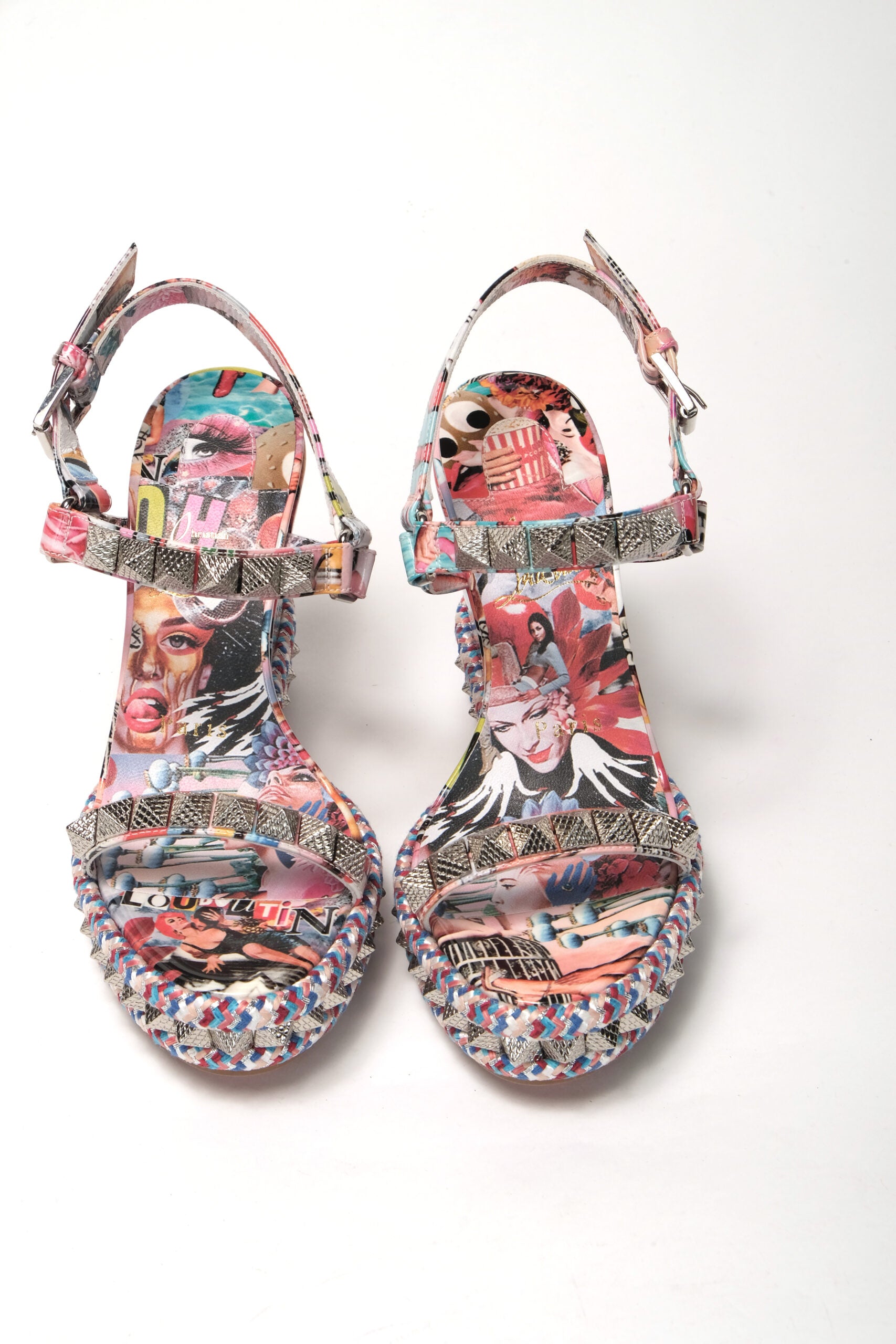 Christian Louboutin Multicolor Pyraclou 110 Patent High Heel Wedge - DEA STILOSA MILANO