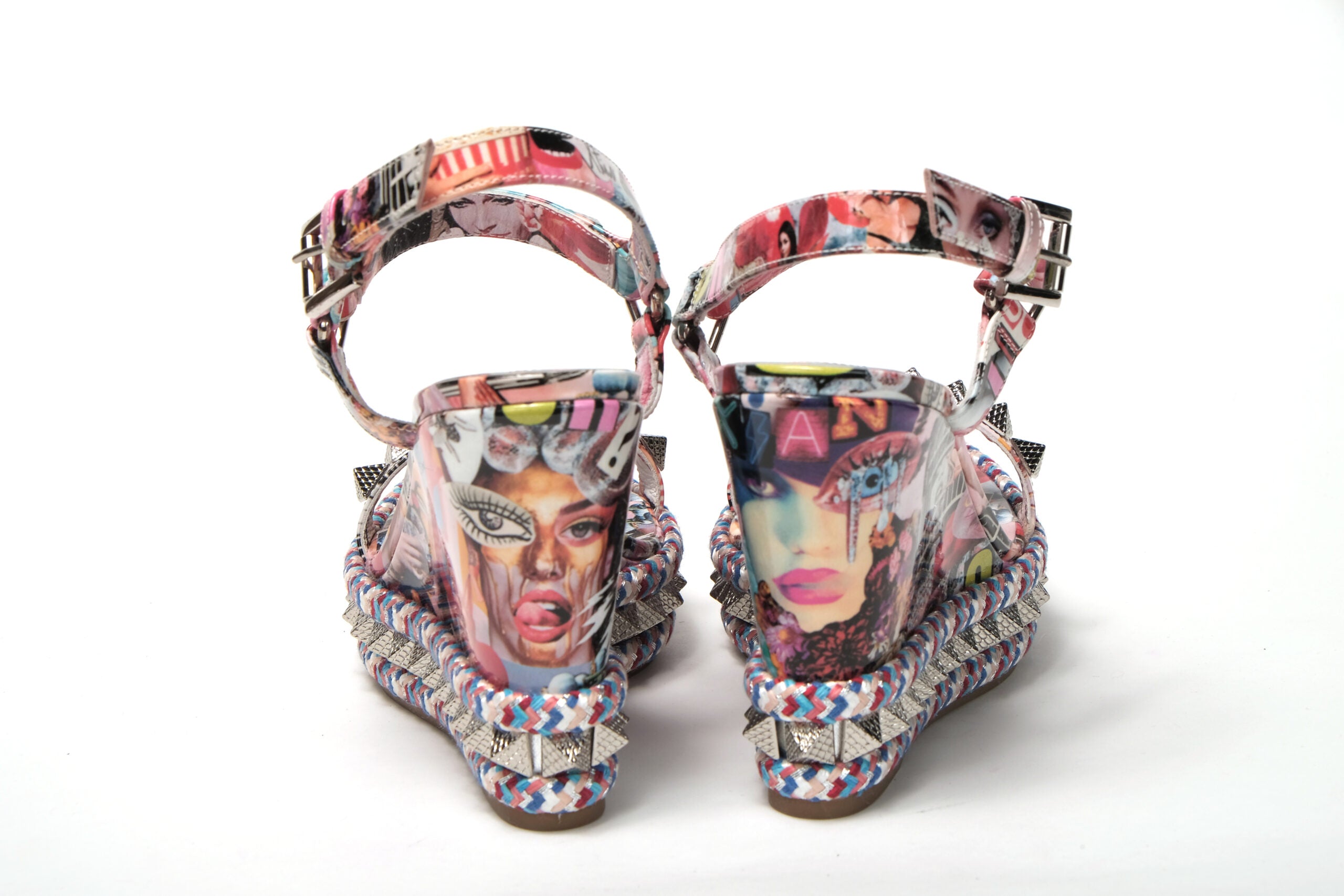 Christian Louboutin Multicolor Pyraclou 110 Patent High Heel Wedge - DEA STILOSA MILANO