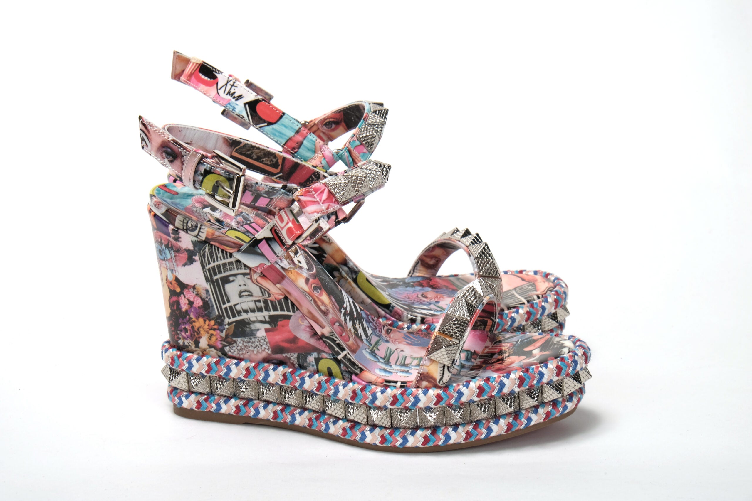 Christian Louboutin Multicolor Pyraclou 110 Patent High Heel Wedge - DEA STILOSA MILANO