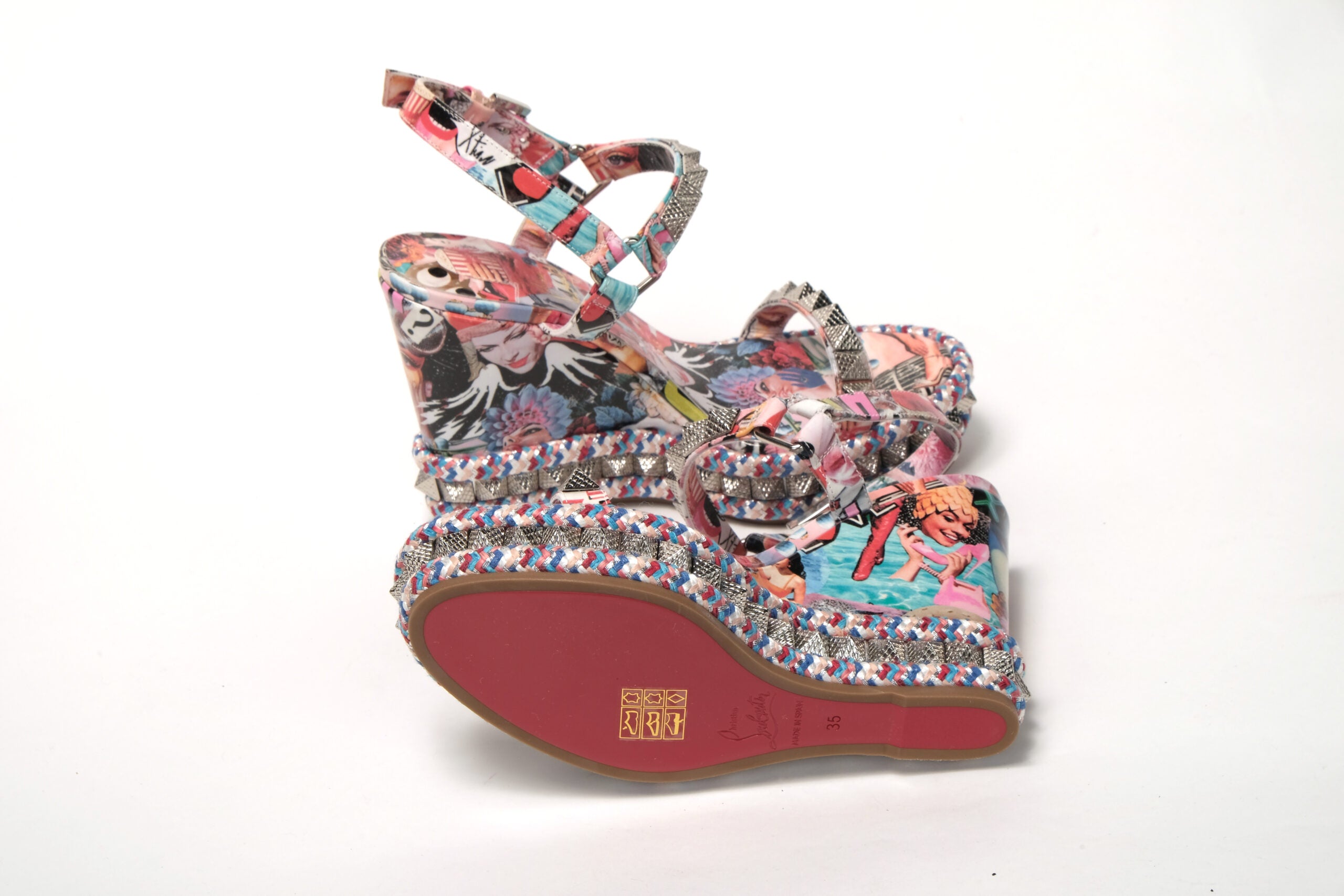 Christian Louboutin Multicolor Pyraclou 110 Patent High Heel Wedge - DEA STILOSA MILANO