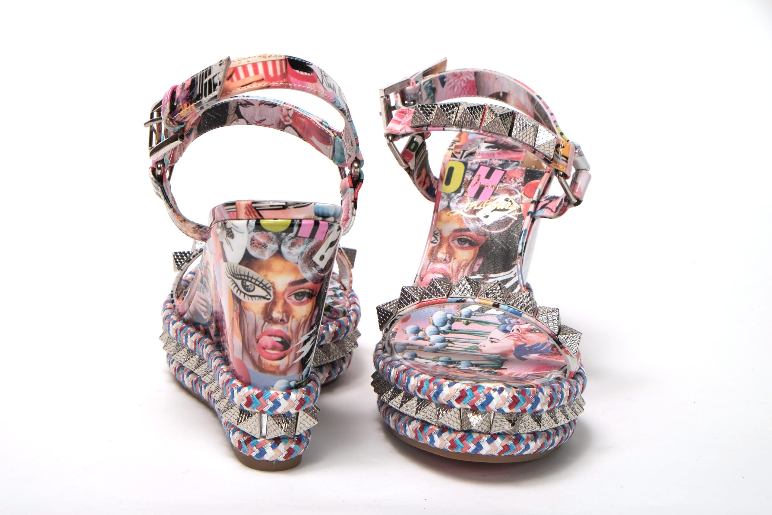 Christian Louboutin Multicolor Pyraclou 110 Patent High Heel Wedge - DEA STILOSA MILANO