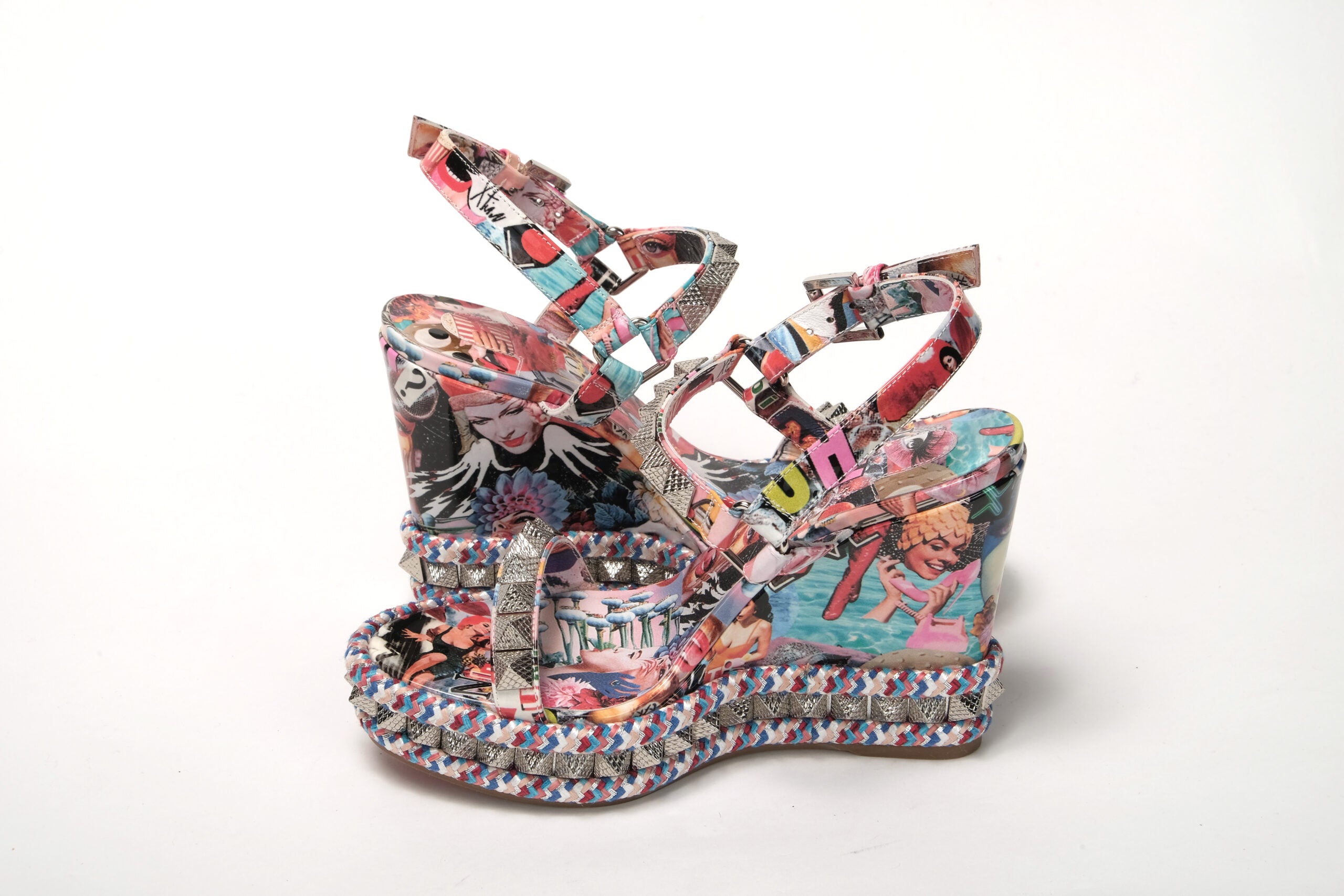 Christian Louboutin Multicolor Pyraclou 110 Patent High Heel Wedge - DEA STILOSA MILANO