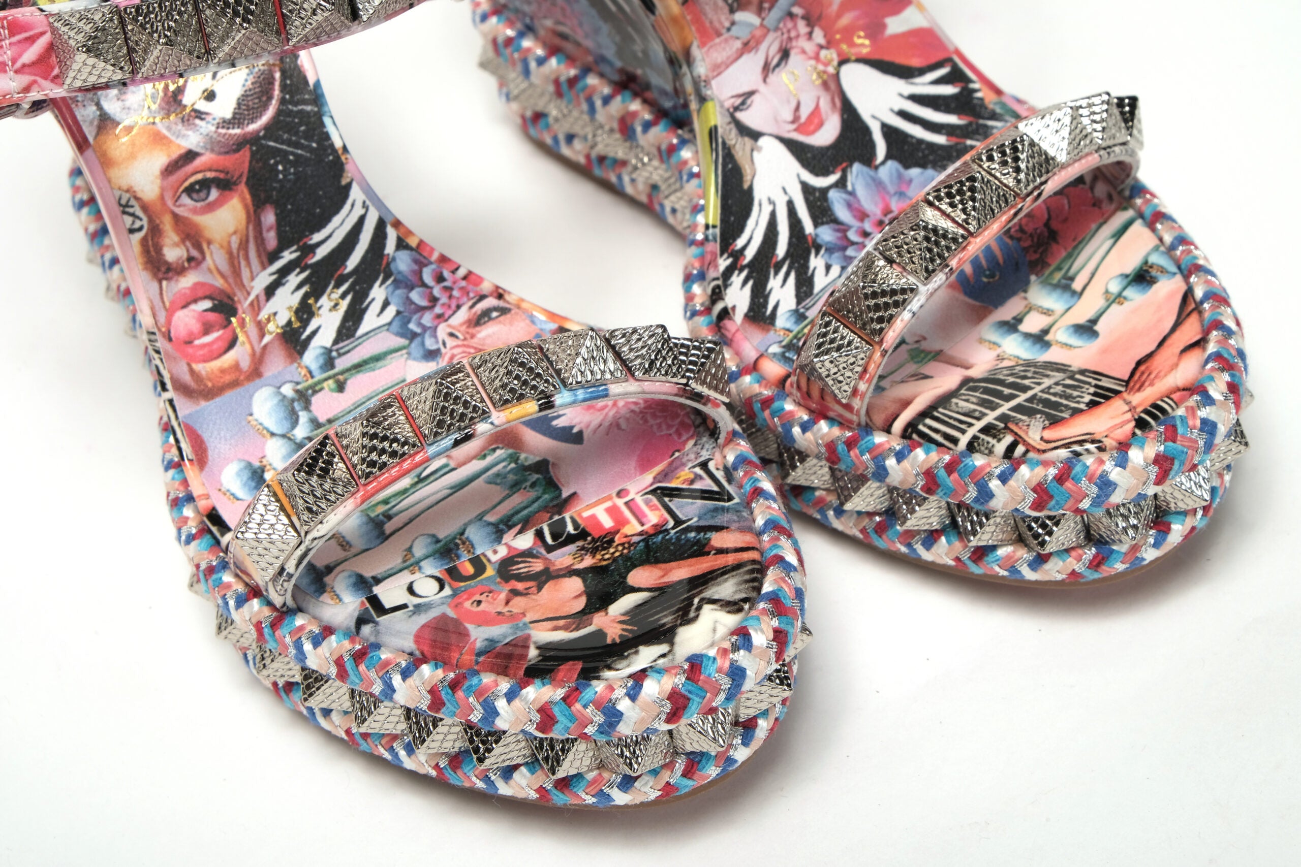 Christian Louboutin Multicolor Pyraclou 110 Patent High Heel Wedge - DEA STILOSA MILANO
