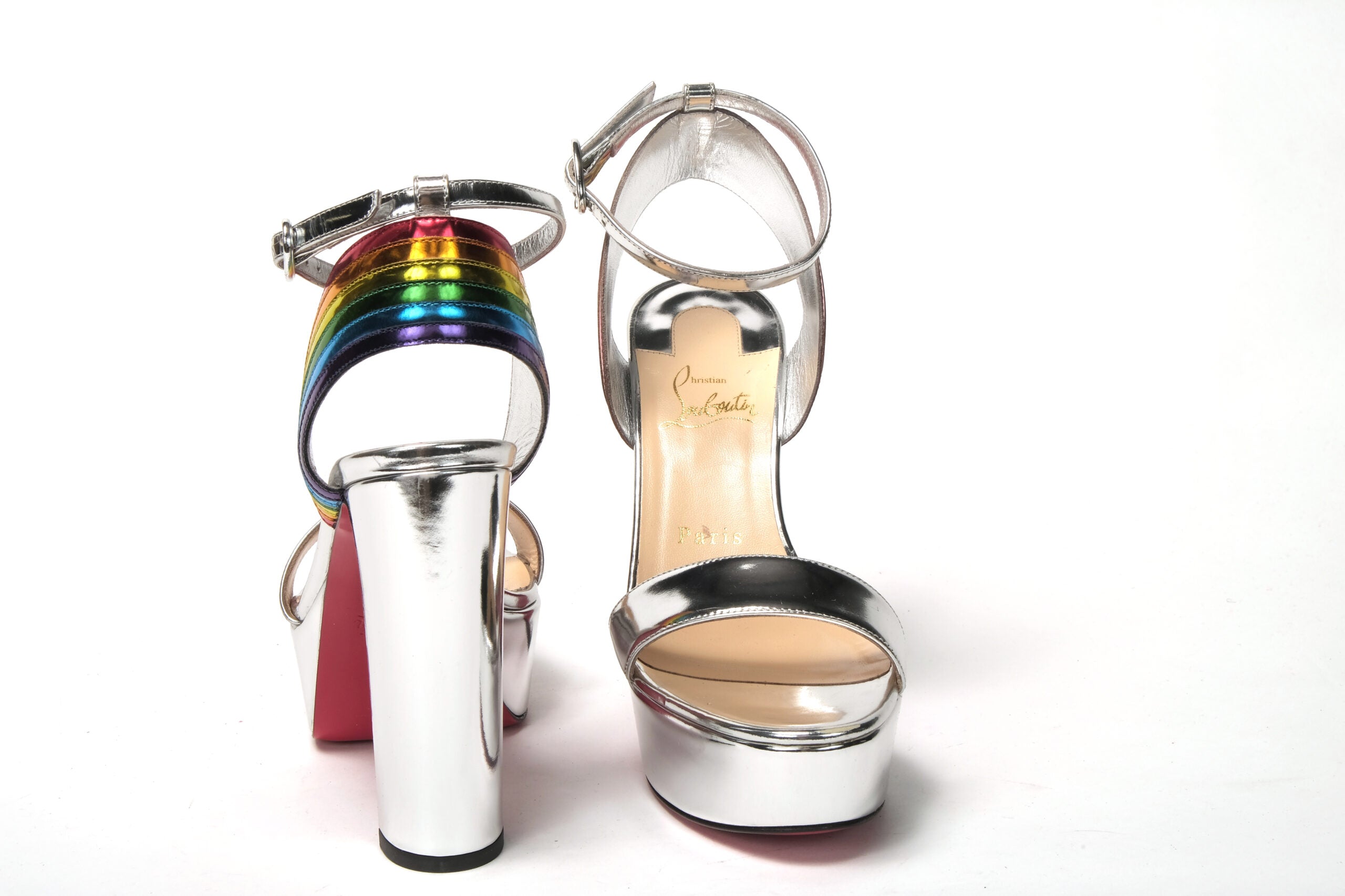 Christian Louboutin Silver/Multi Arendisc Alta Platform Heel - DEA STILOSA MILANO